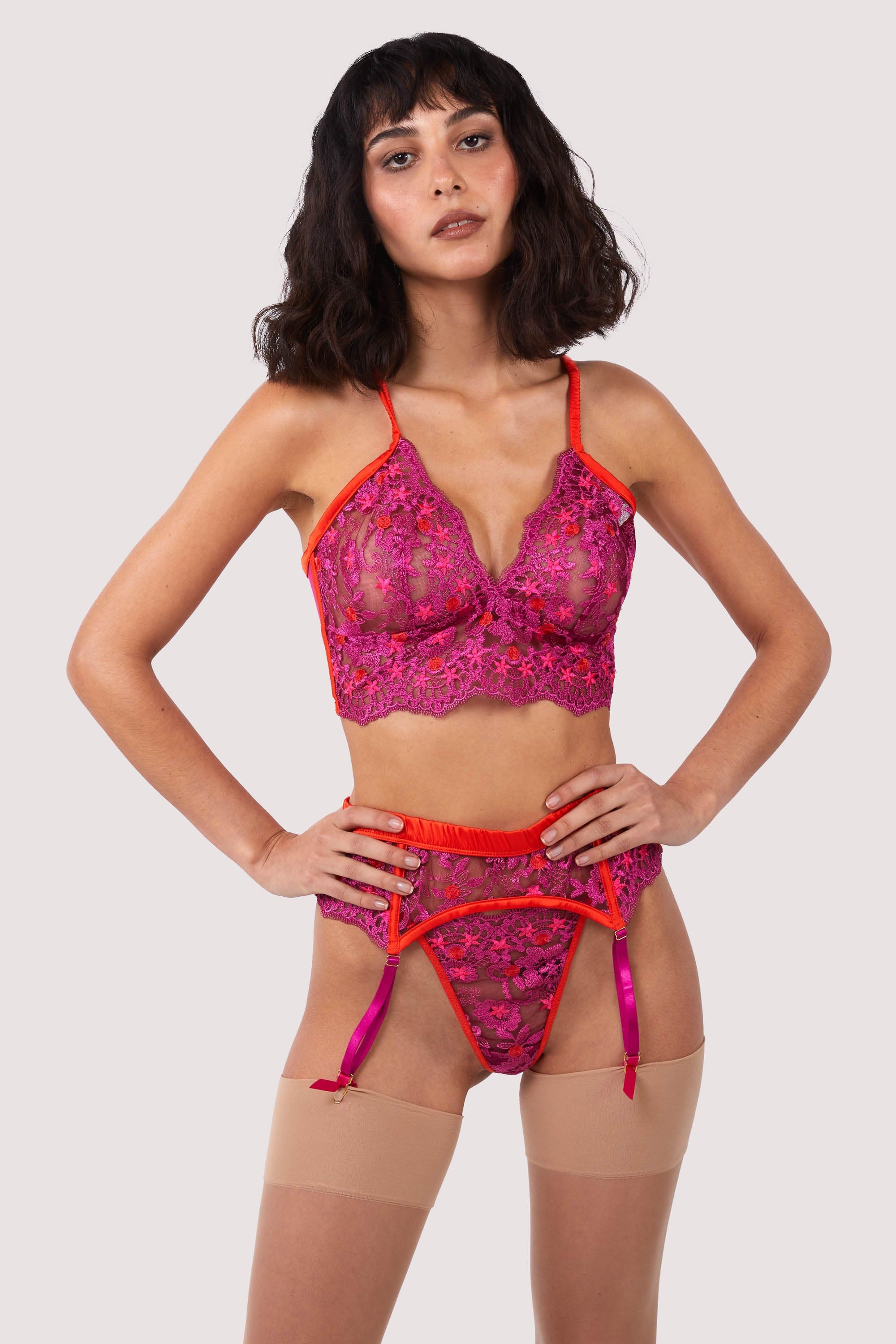 Hot Pink Lace Suspender Belt - Image 5