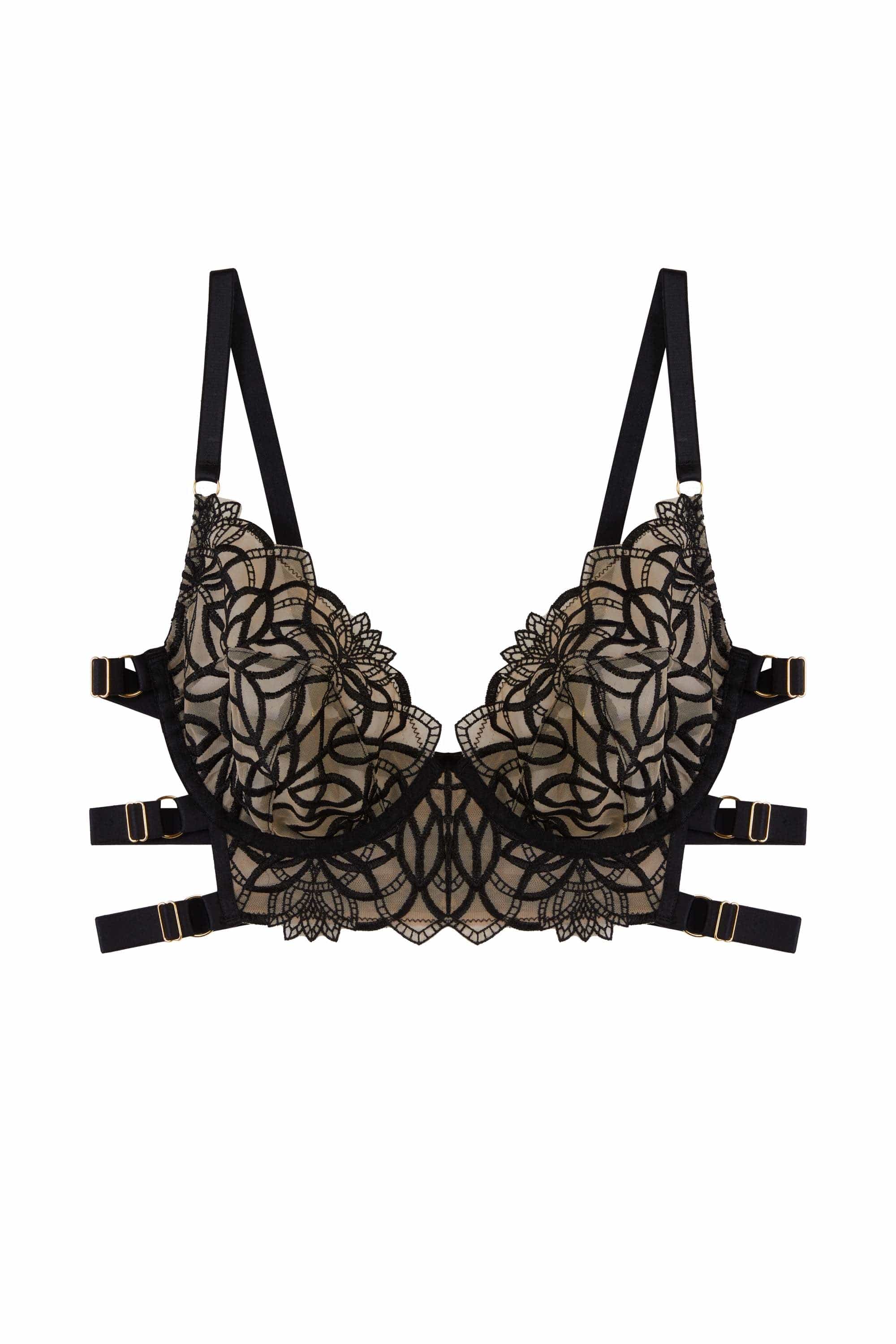 Aisha Black Optical Embroidery Ring Bra - Image 5