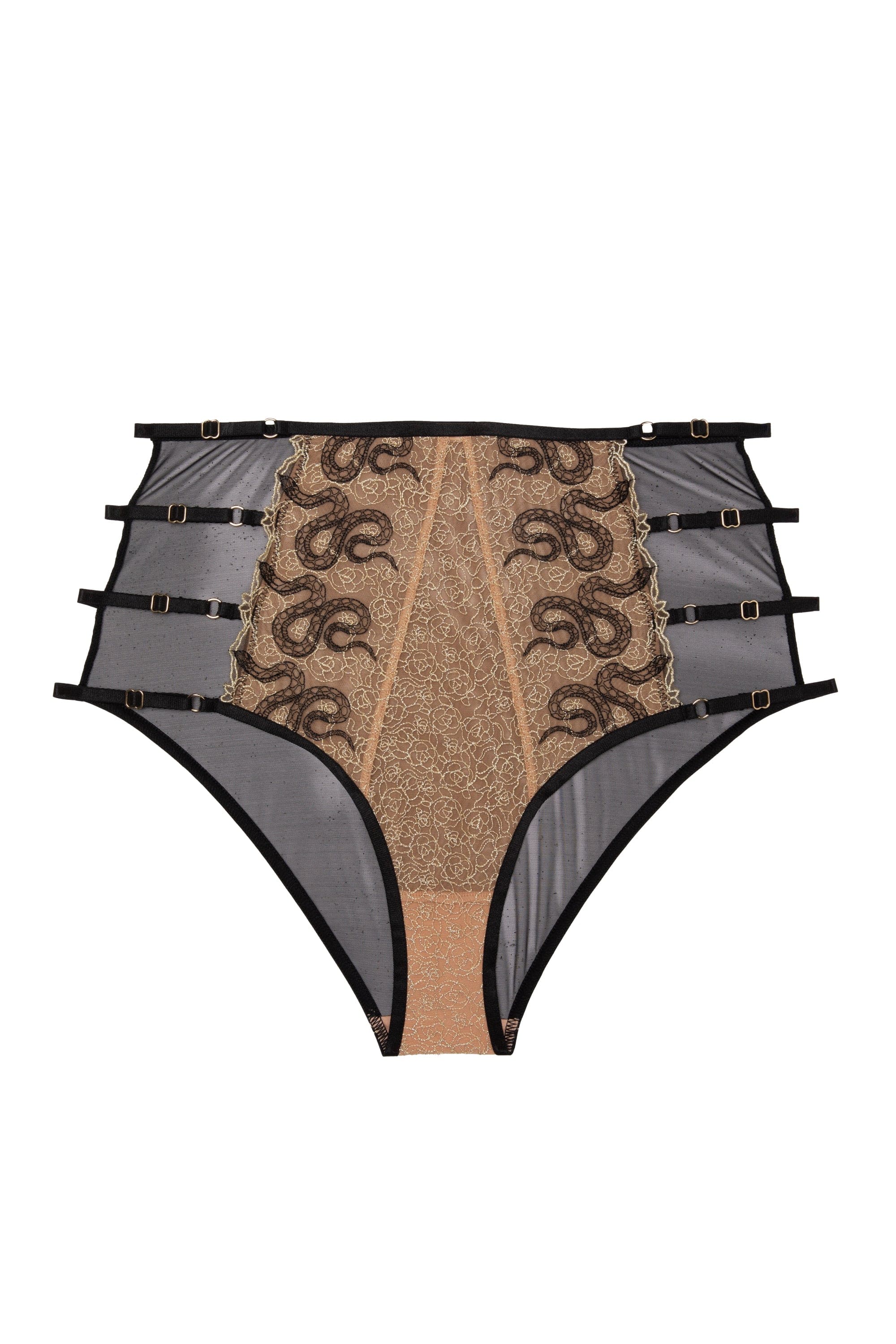 Amal Gold And Black Embroidery High Waist Brief - Image 5