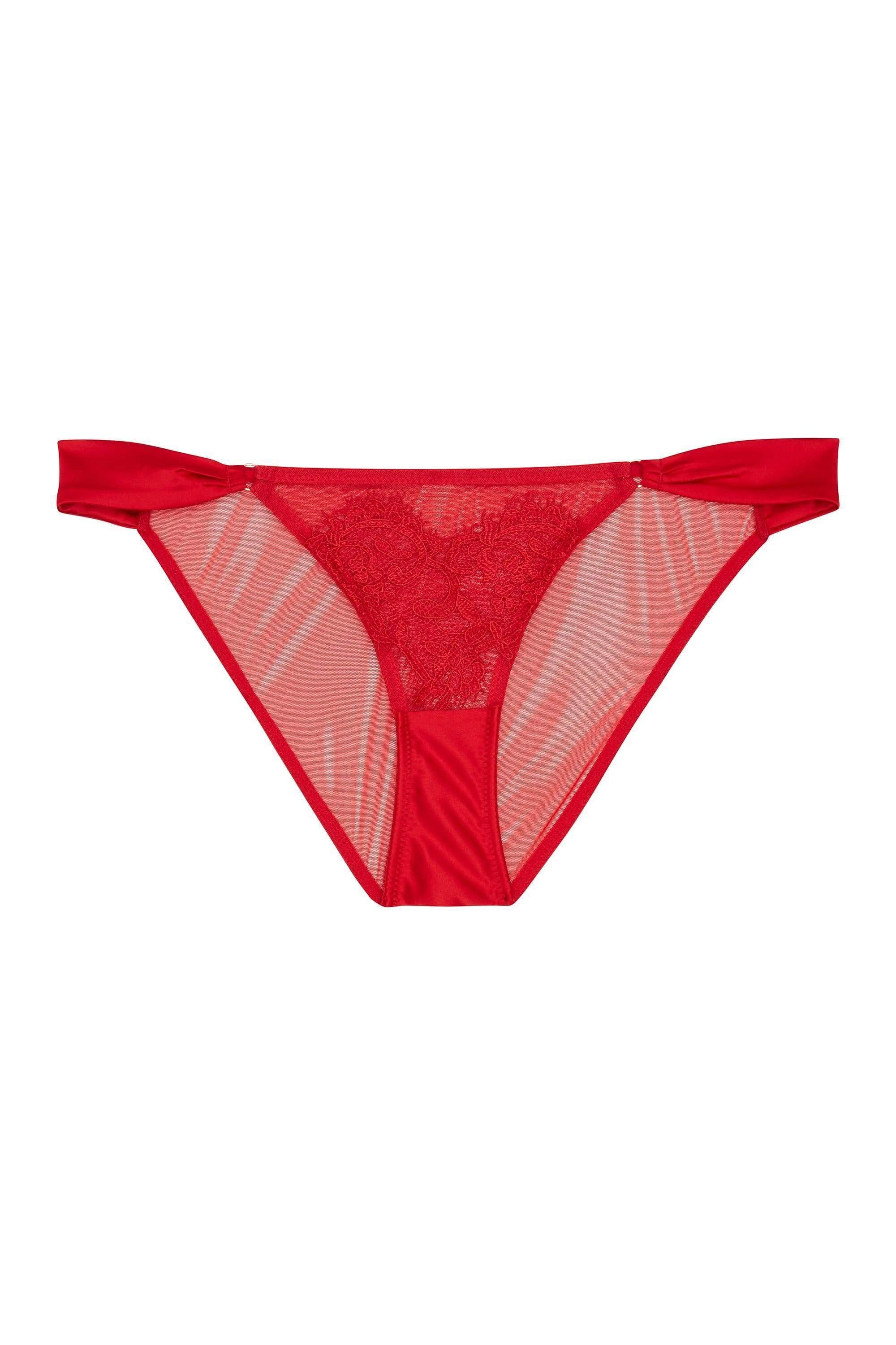 Anneliese Red Satin Net and Lace Brazilian Brief - Image 6