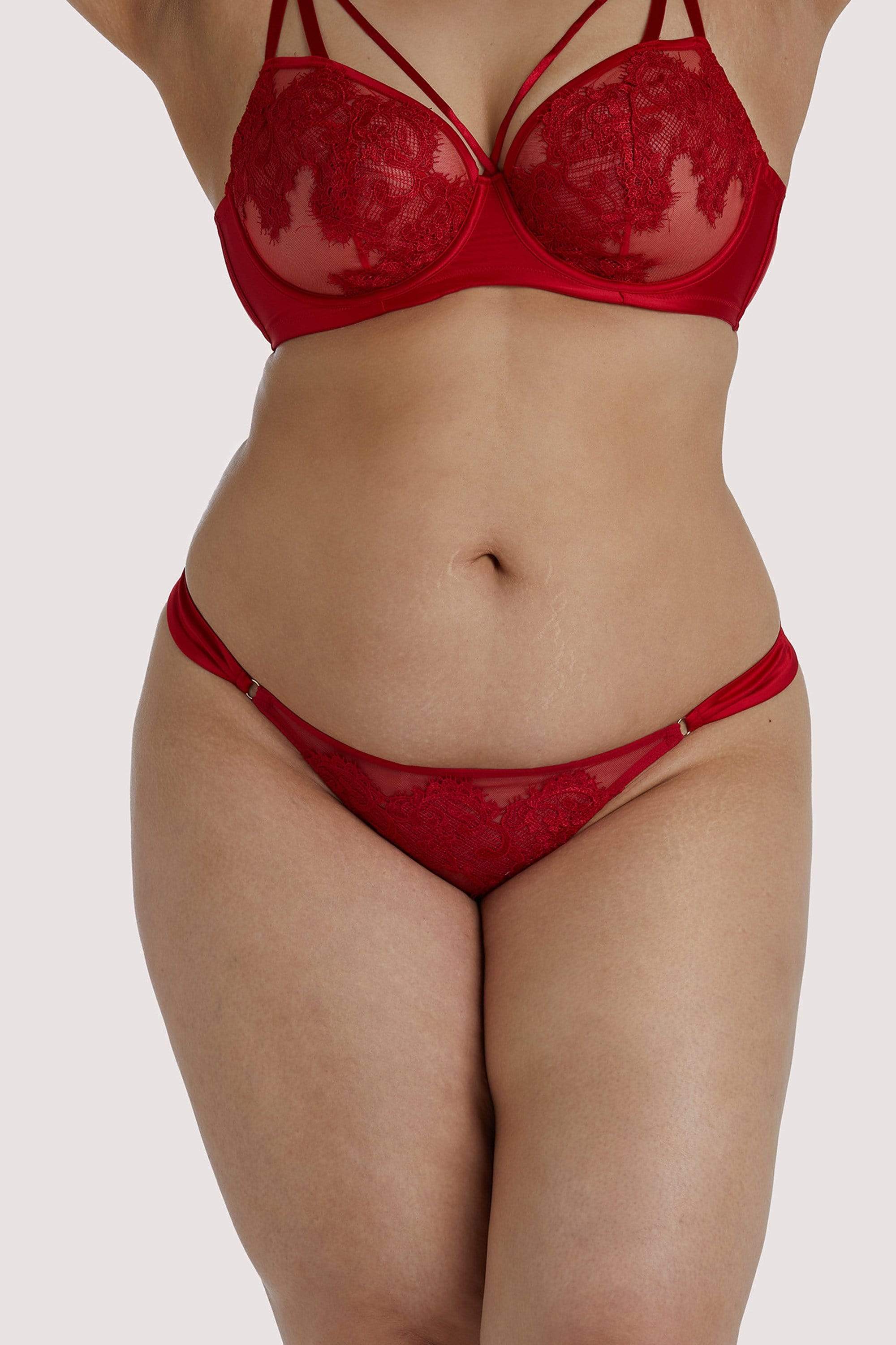 Anneliese Red Satin Net and Lace Thong - Image 4