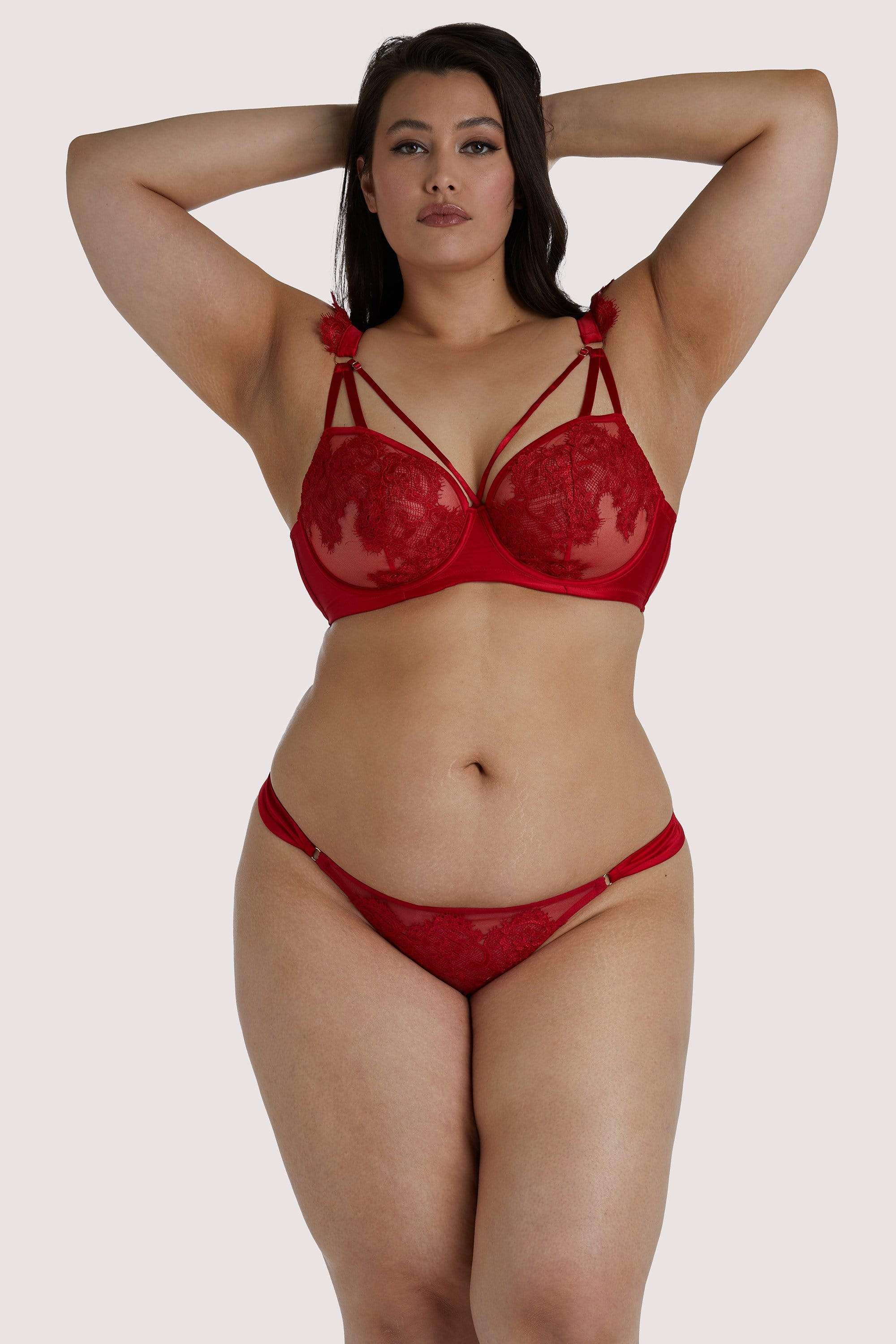 Anneliese Red Satin Net and Lace Thong - Image 5