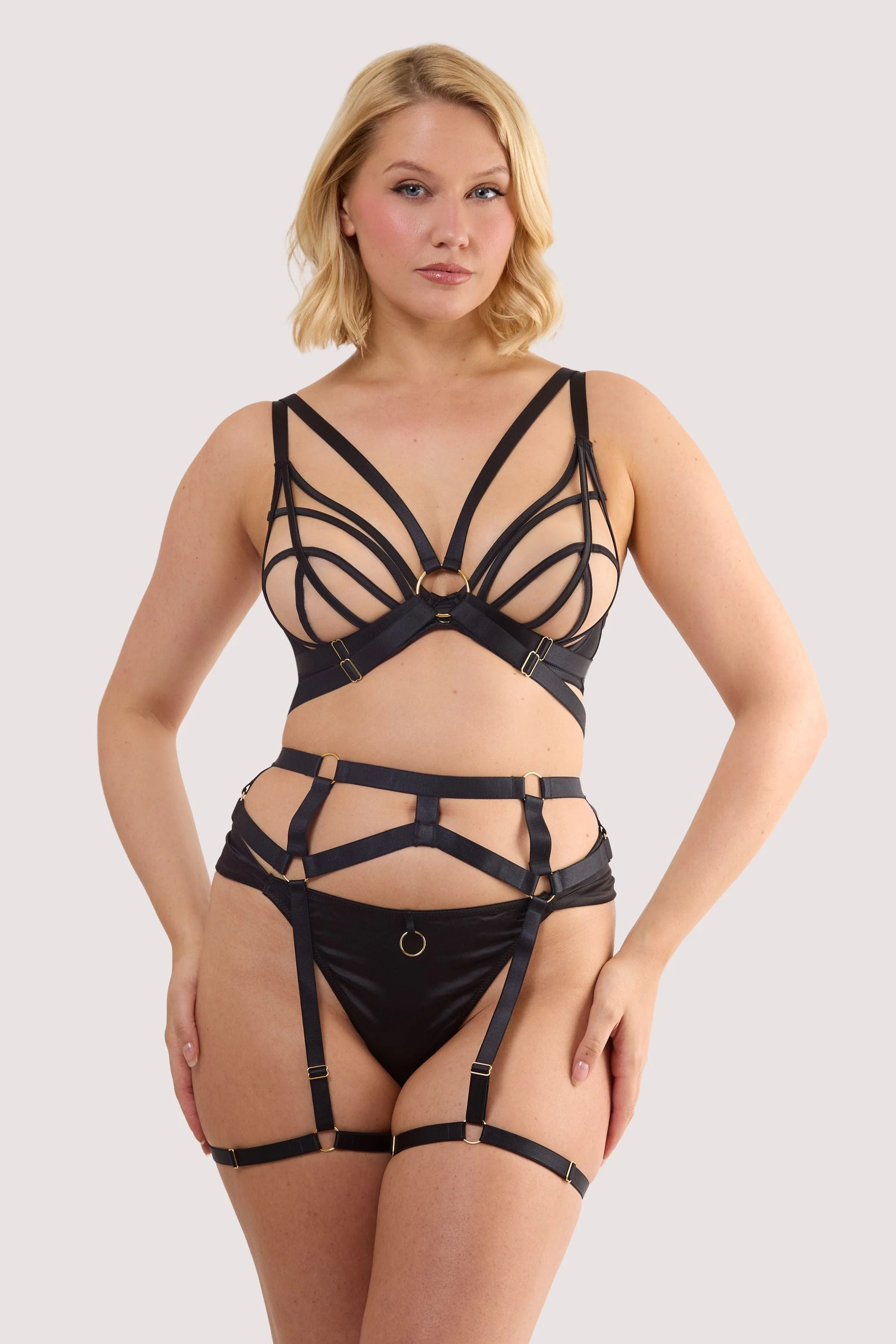 Aria Black & Gold Elastic Body Harness - Image 7