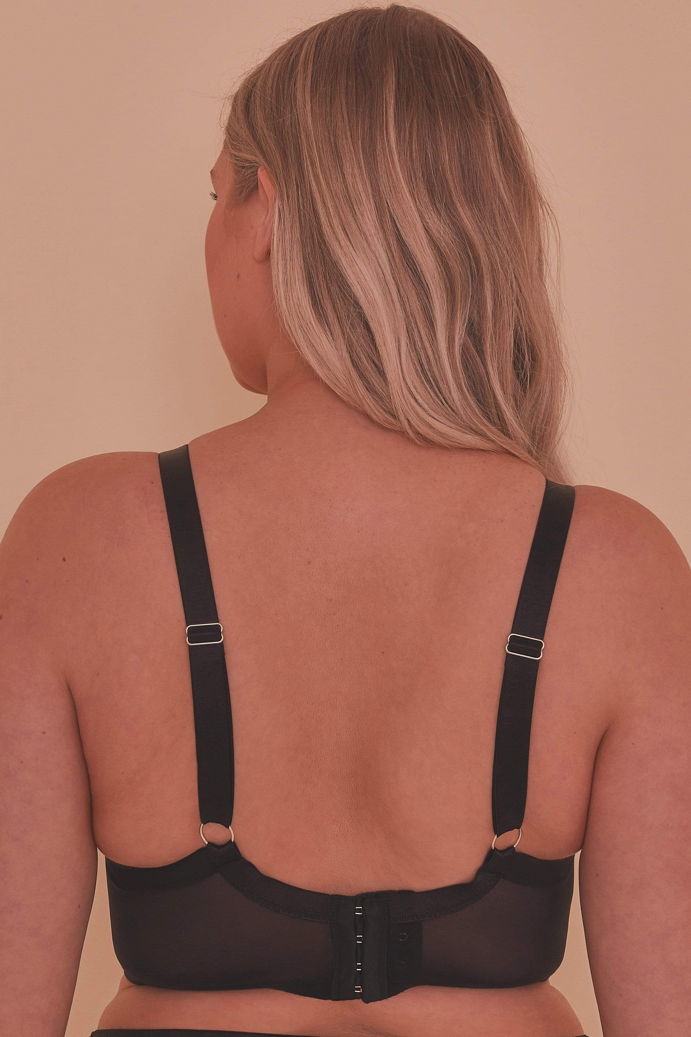 Aurora Black Mesh & Satin Crossover Longline Bra - Image 8