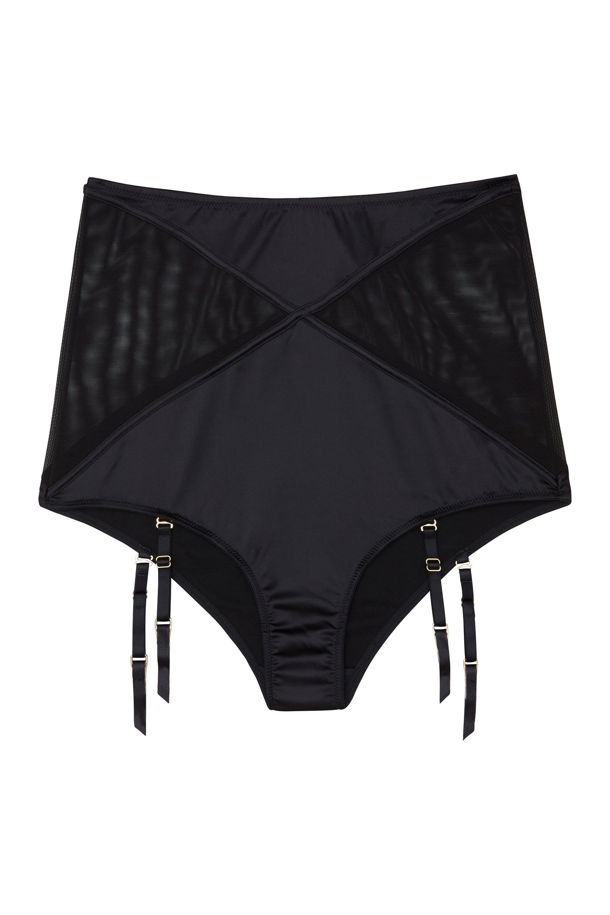Aurora Black Mesh & Satin High Waist Brief - Image 5