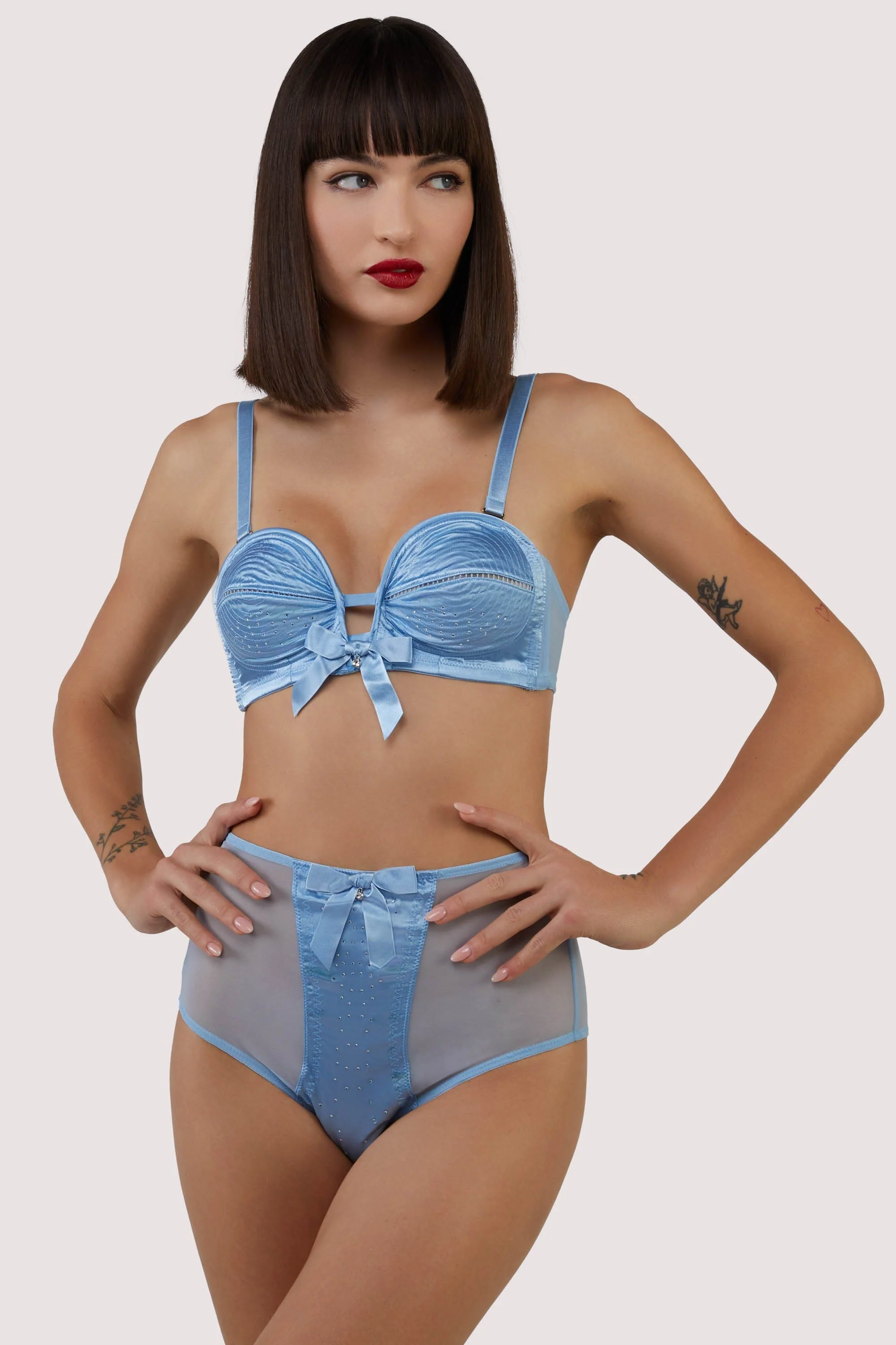 Dorothy Baby Blue Diamanté High Waist Brief - Image 3