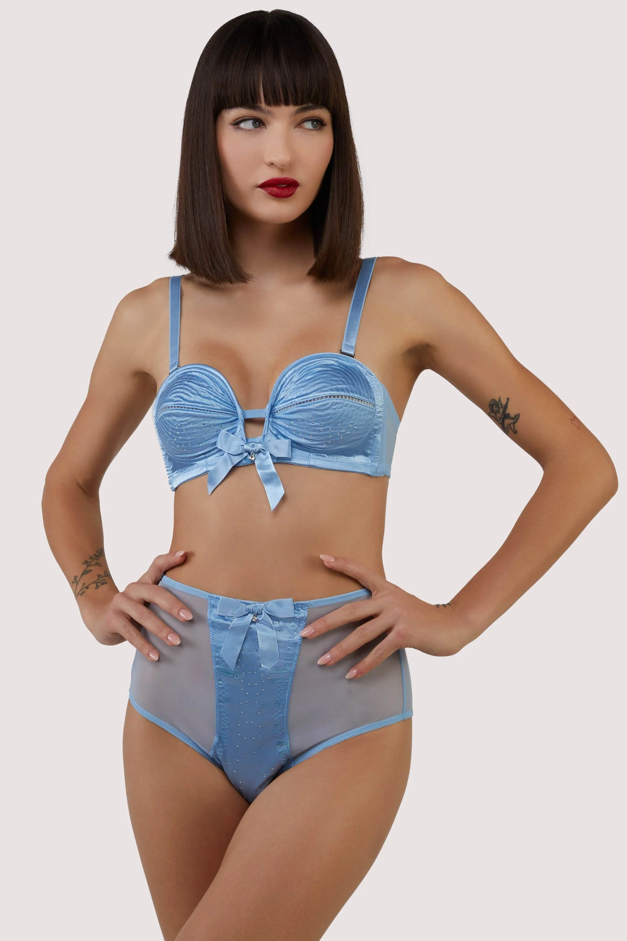 Dorothy Baby Blue Diamanté Overwired Bra - Image 4