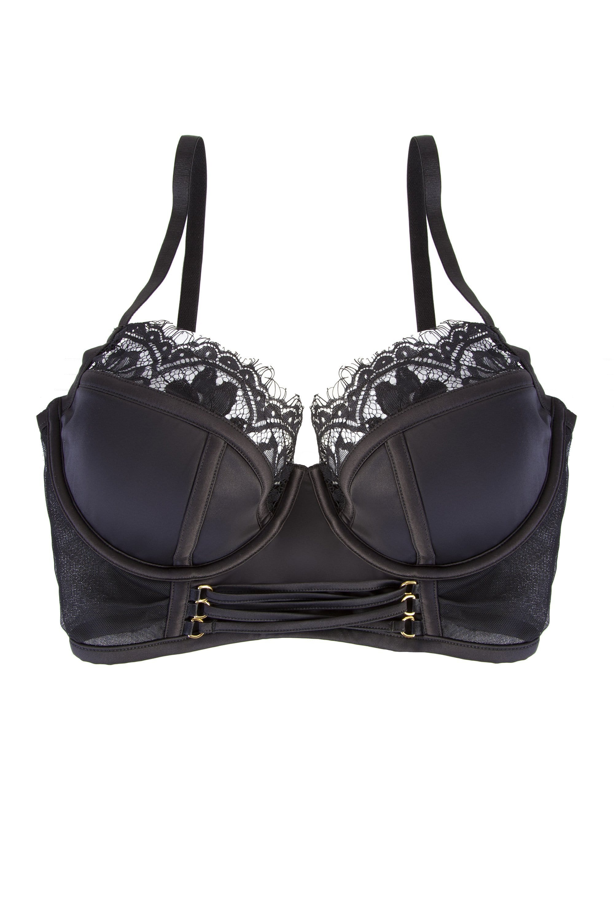 Bernadette Black Longline Corset Front DD/E-G Bra - Image 4