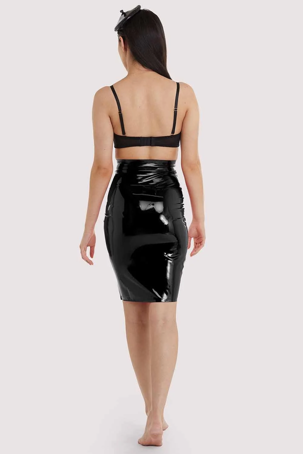 Black Latex Hobble Skirt - Image 4