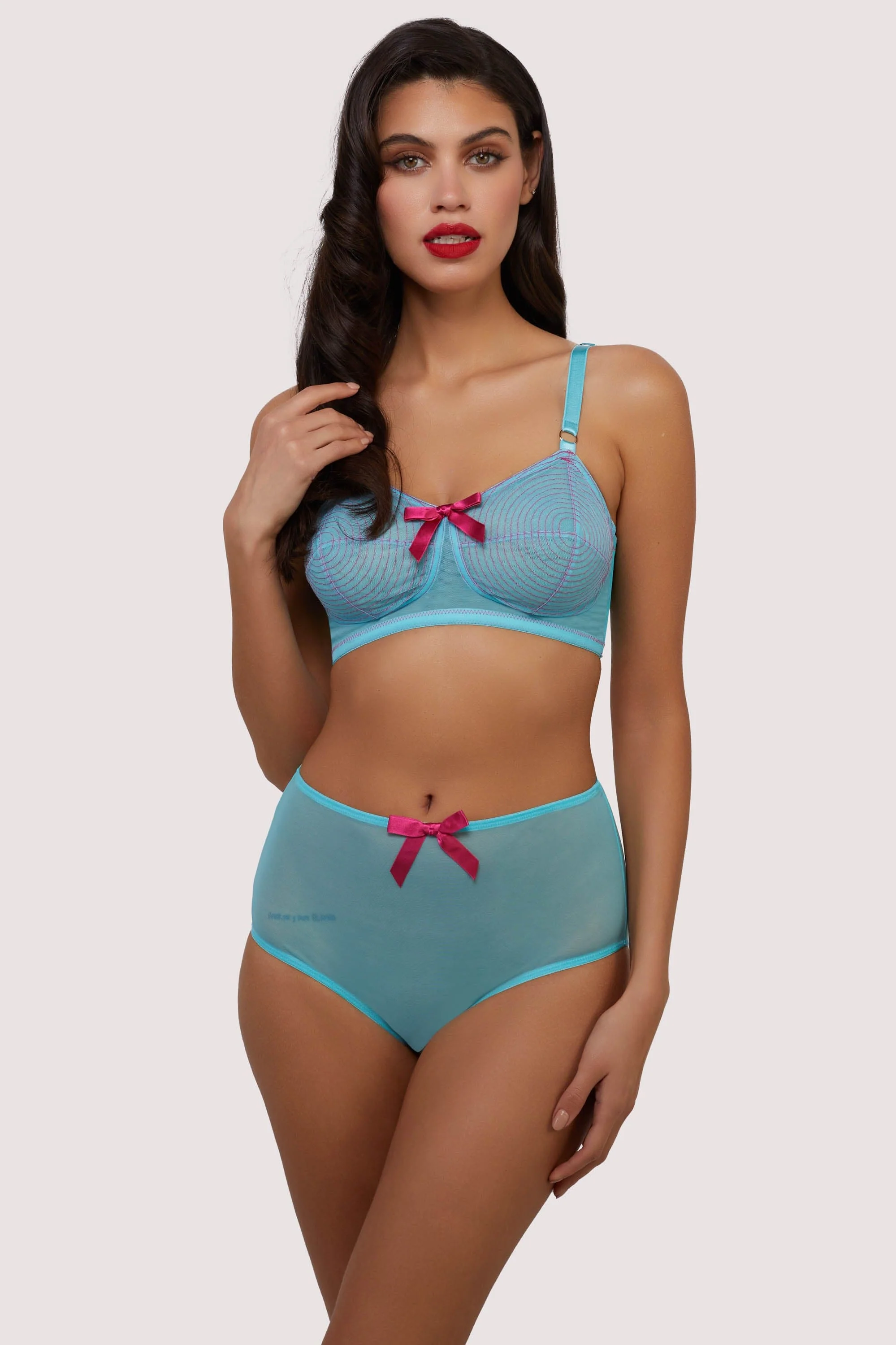 Cleo Contrast Stitch Mesh Retro High Waisted Brief - Image 3