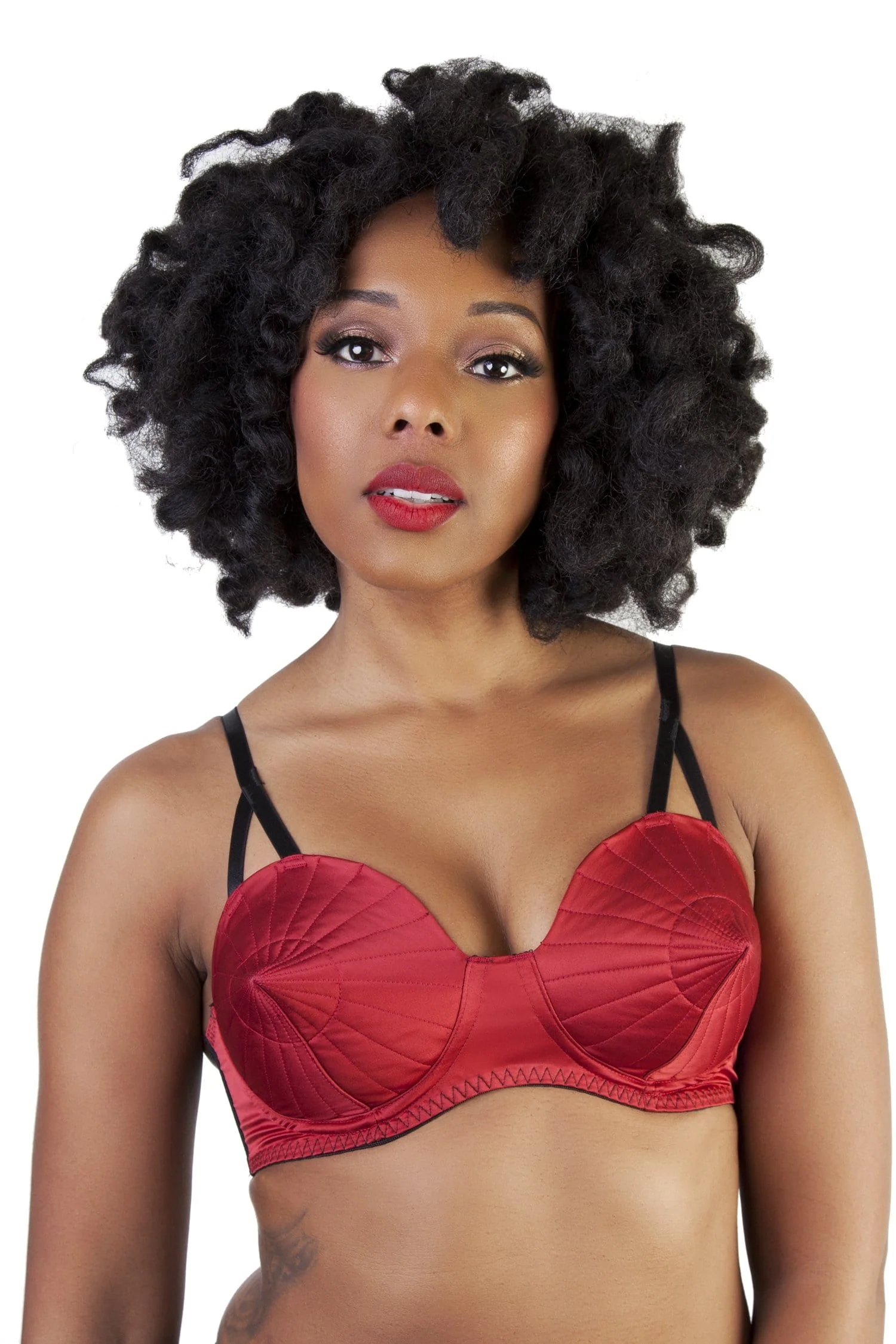 Bettie Page Dark Red Retro Futuristic Bullet Bra - Image 2