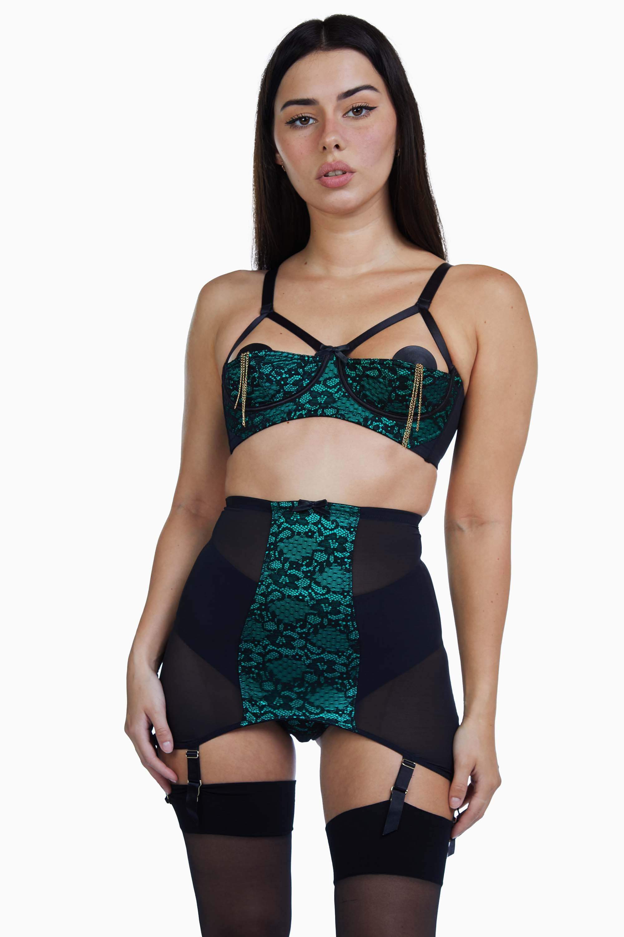 Elsie Emerald Lace 1/4 Cup Bra - Image 6
