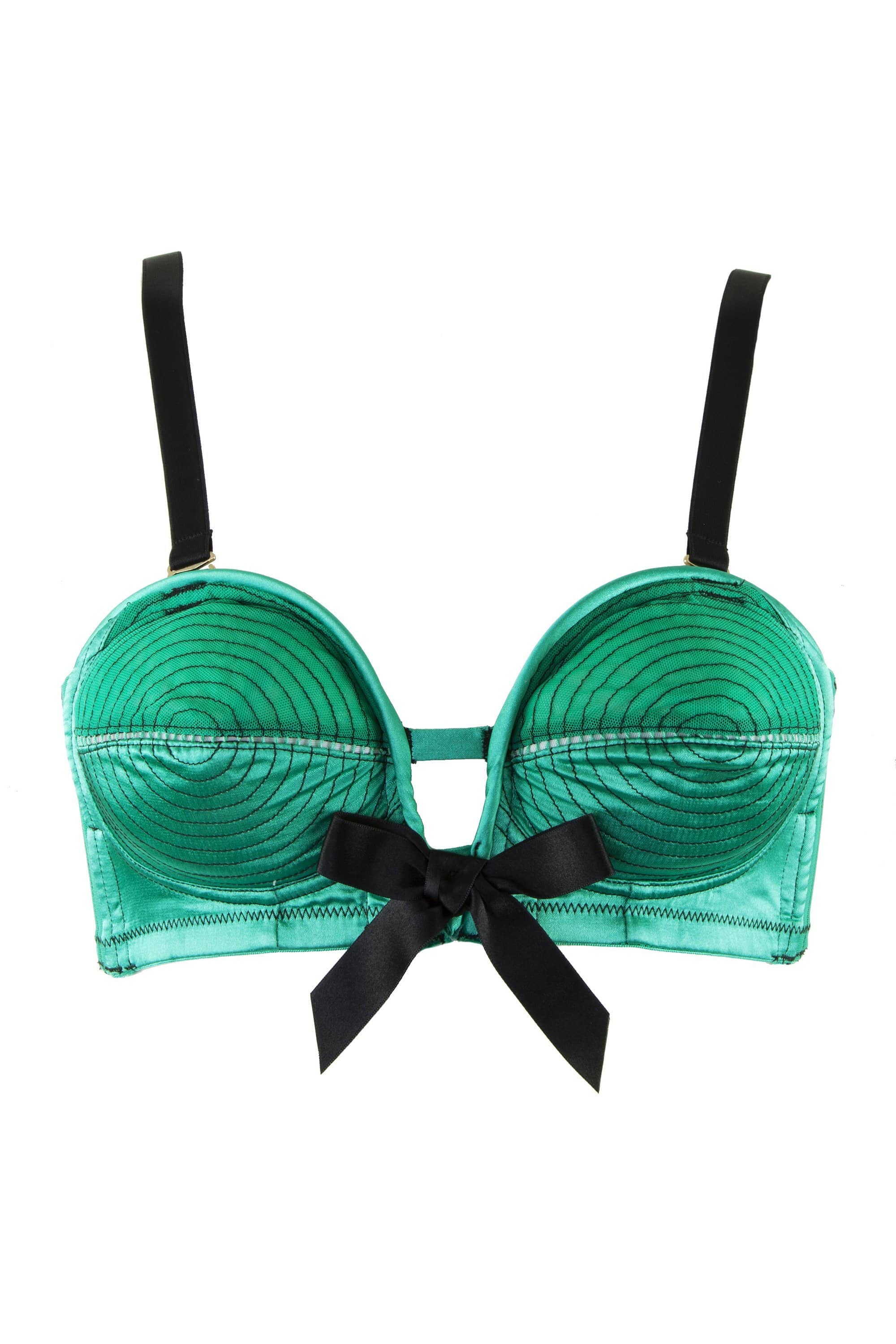 Emerald Green Spiral Stitch Overwire Bra A - G - Image 3