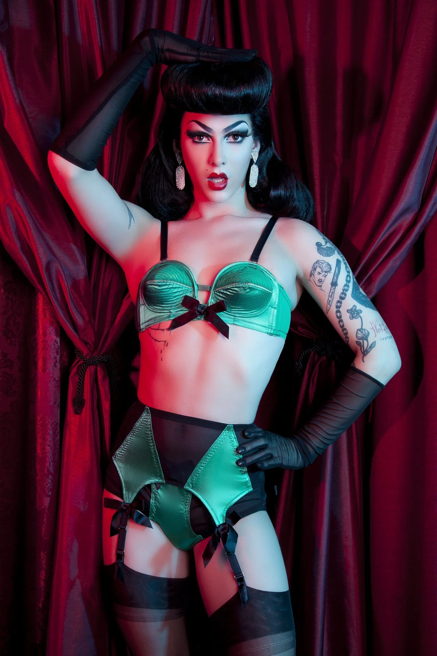 Bettie Page Emerald Green Z Stitch Highwaist Brief - Image 4