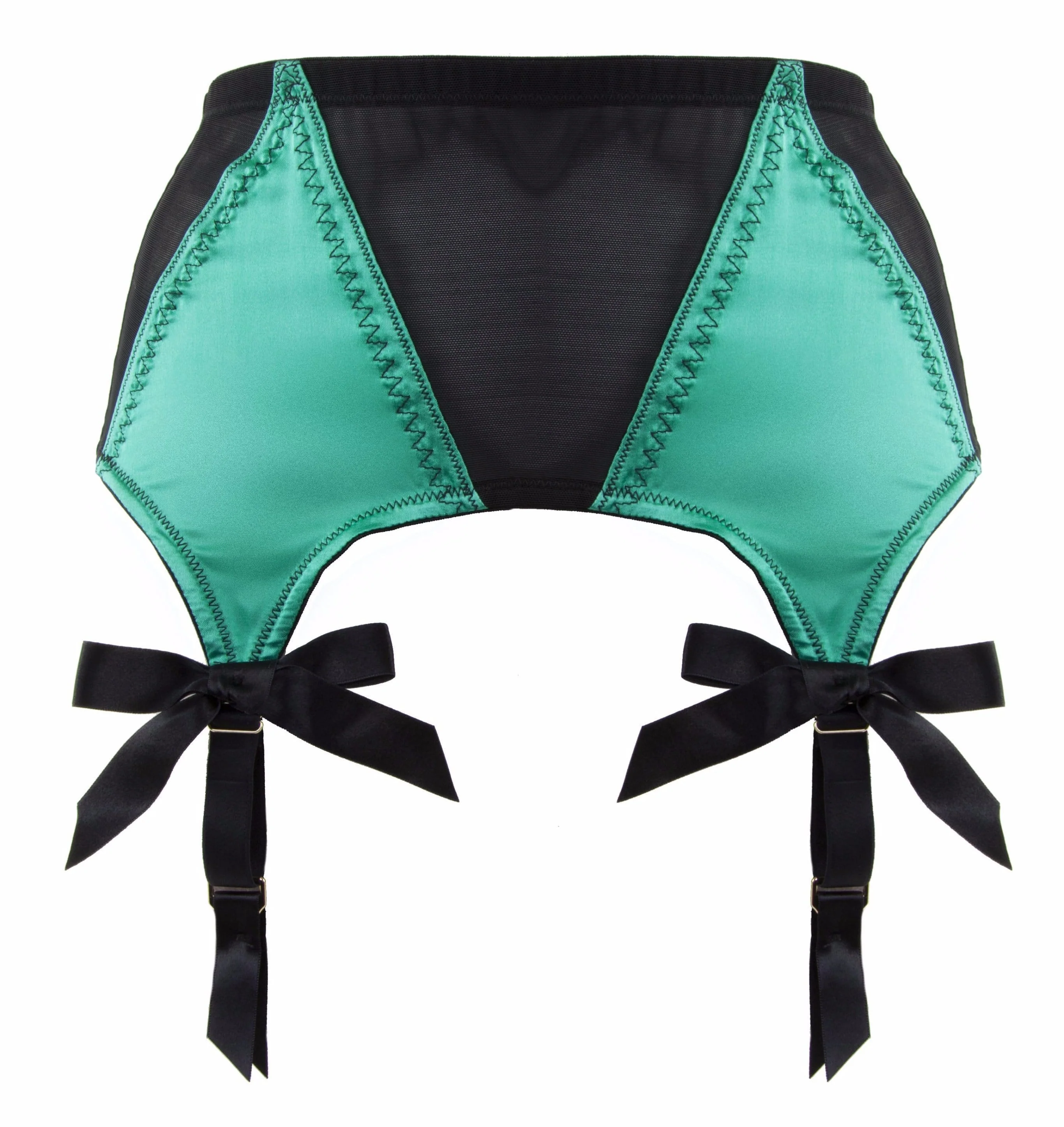 Bettie Page Emerald Green Z Stitch Strap Suspender Belt - Image 4
