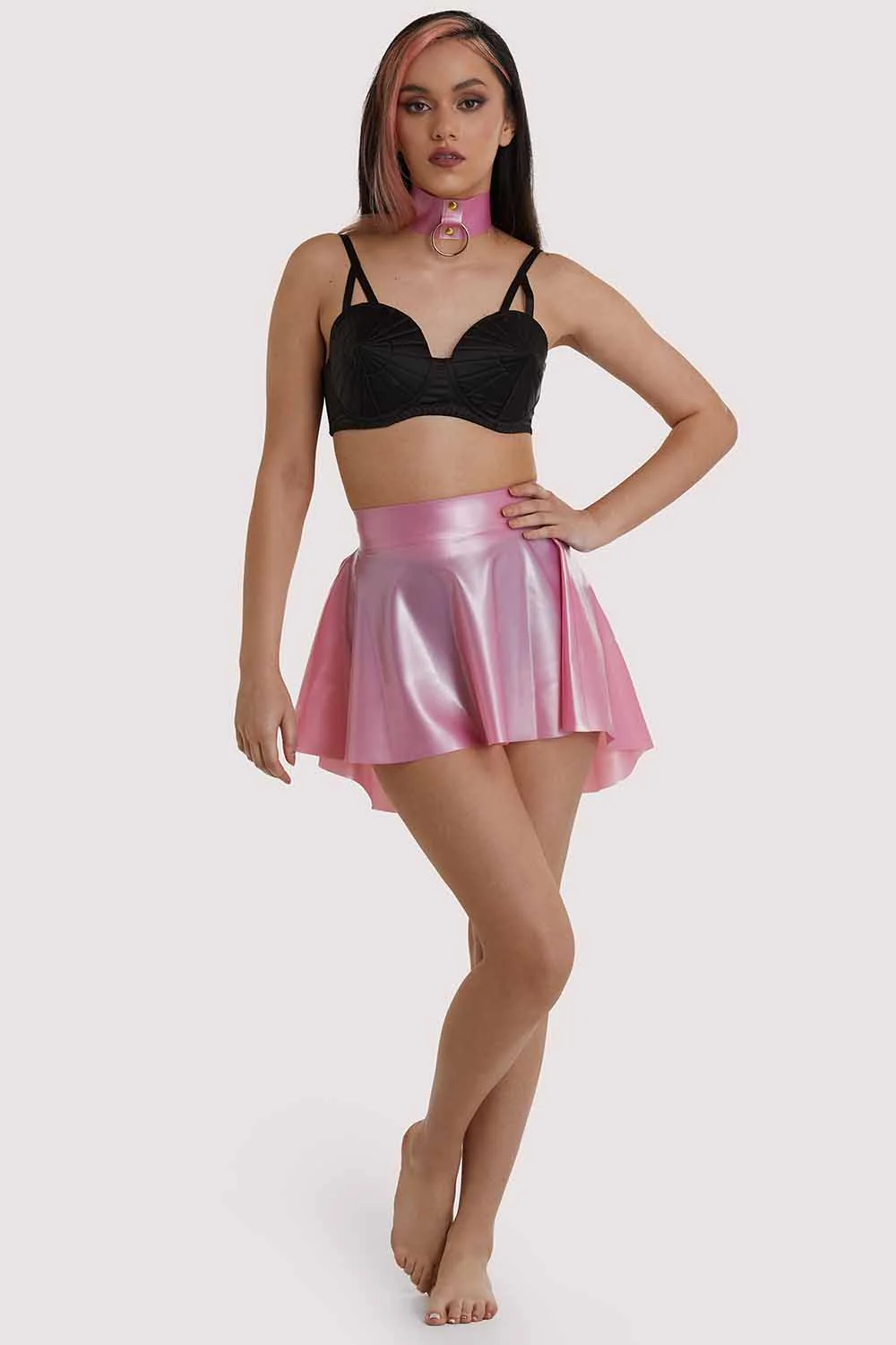 Pink Latex Flippy Skirt - Image 2