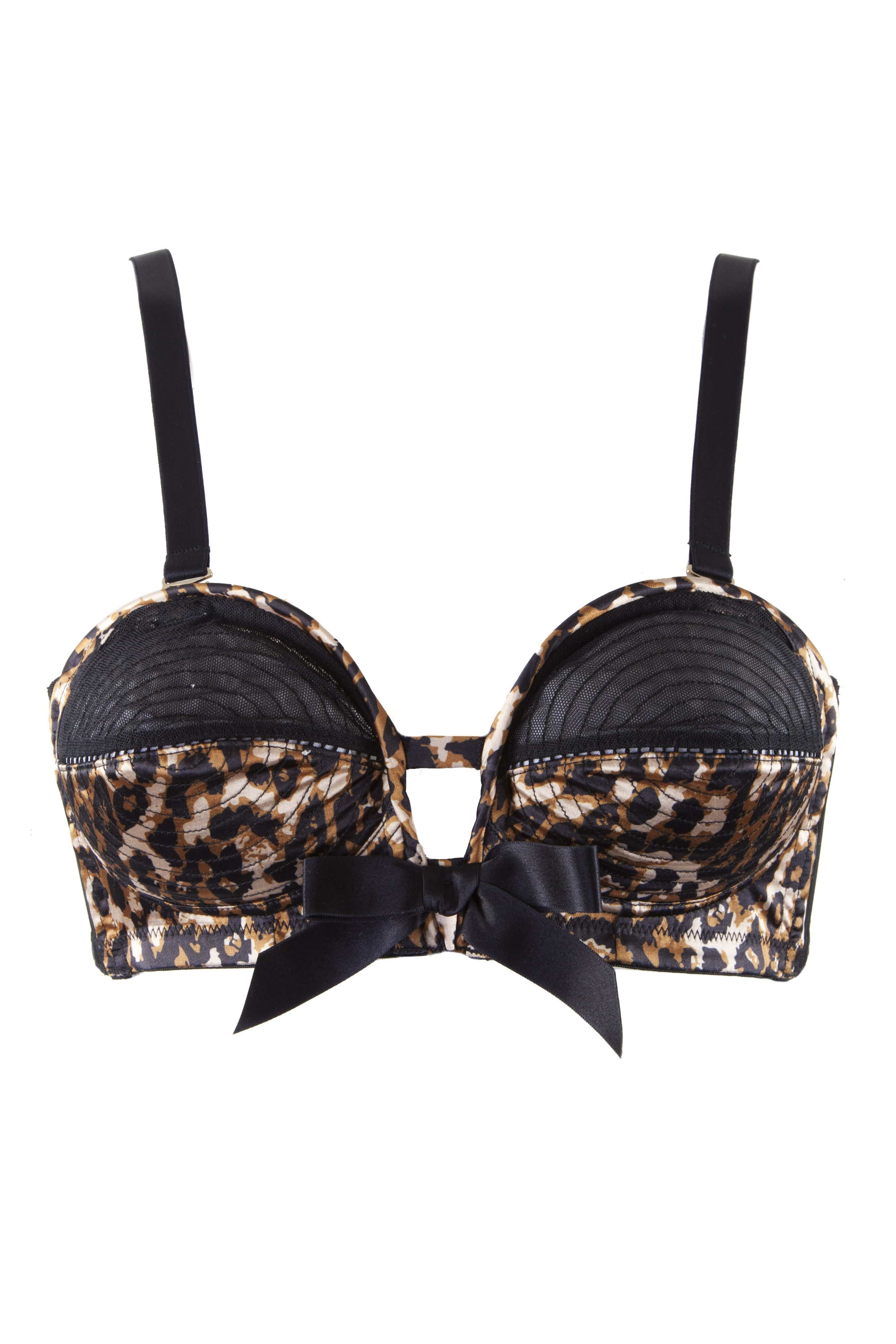 Bettie Page Leopard/Black Spiral Stitch Overwire Bra A - G - Image 3