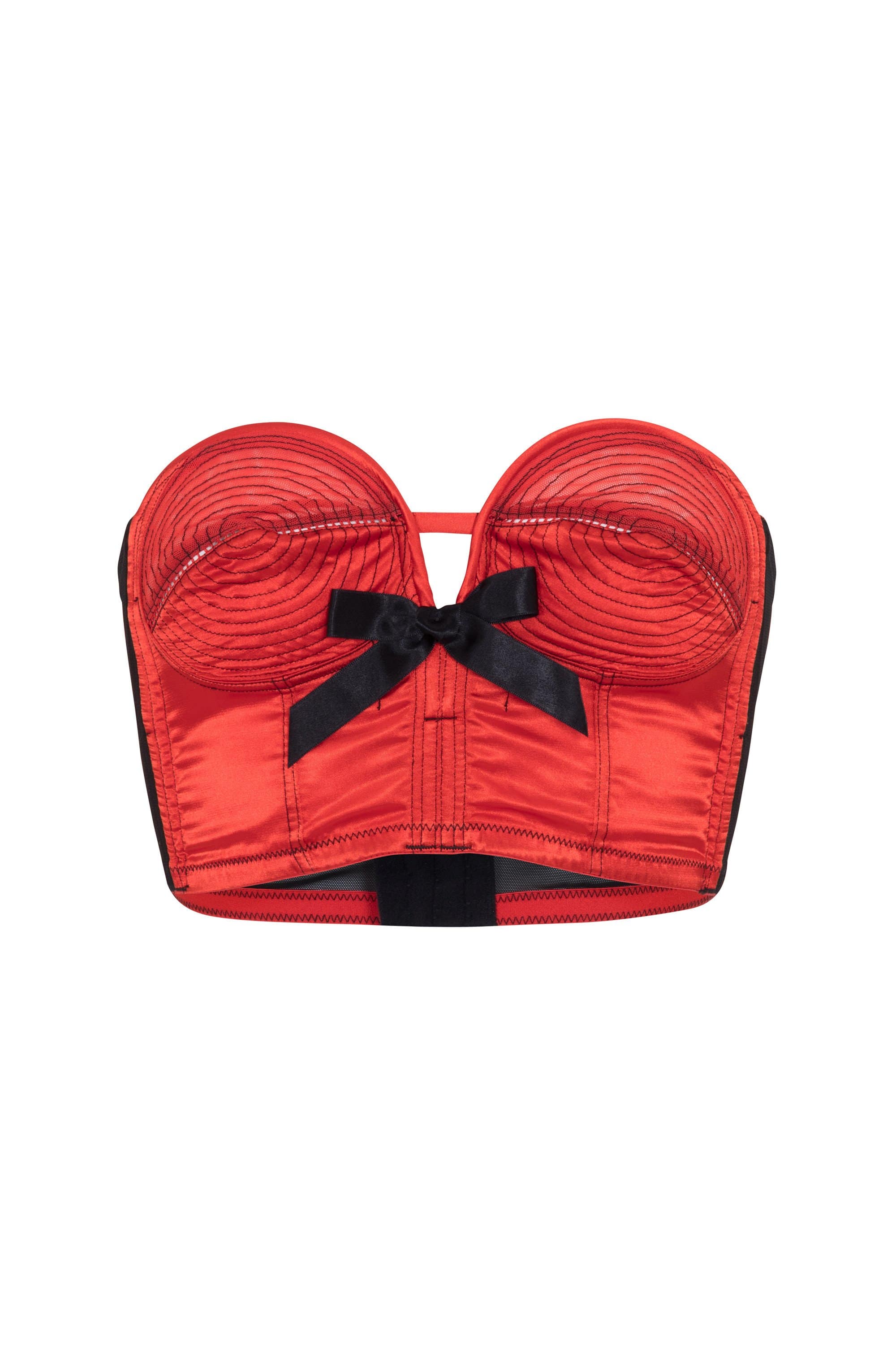 Bettie Page Longline Red/Black Overwire Bra A - DD/E - Image 3