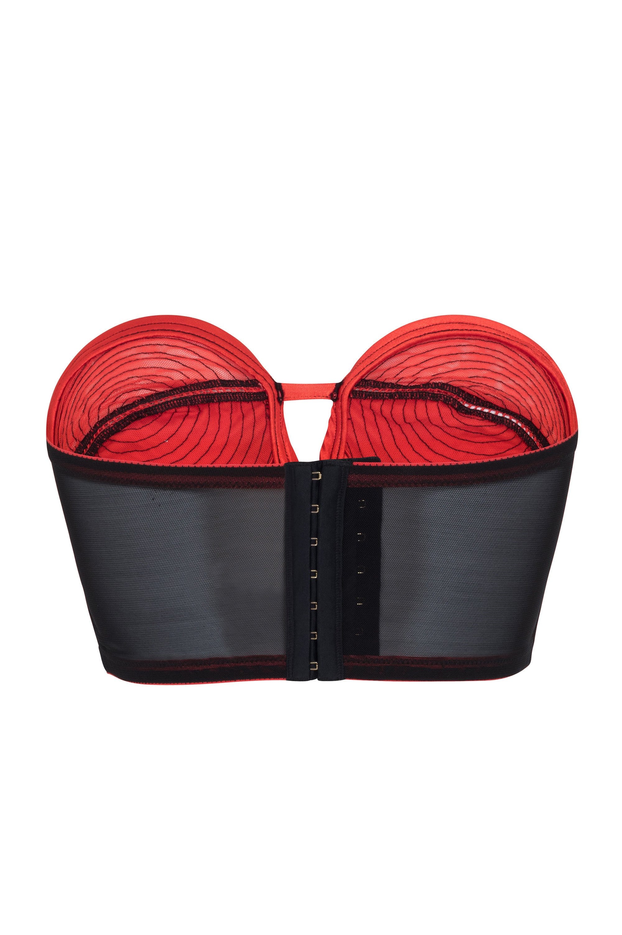 Bettie Page Longline Red/Black Overwire Bra A - DD/E - Image 4