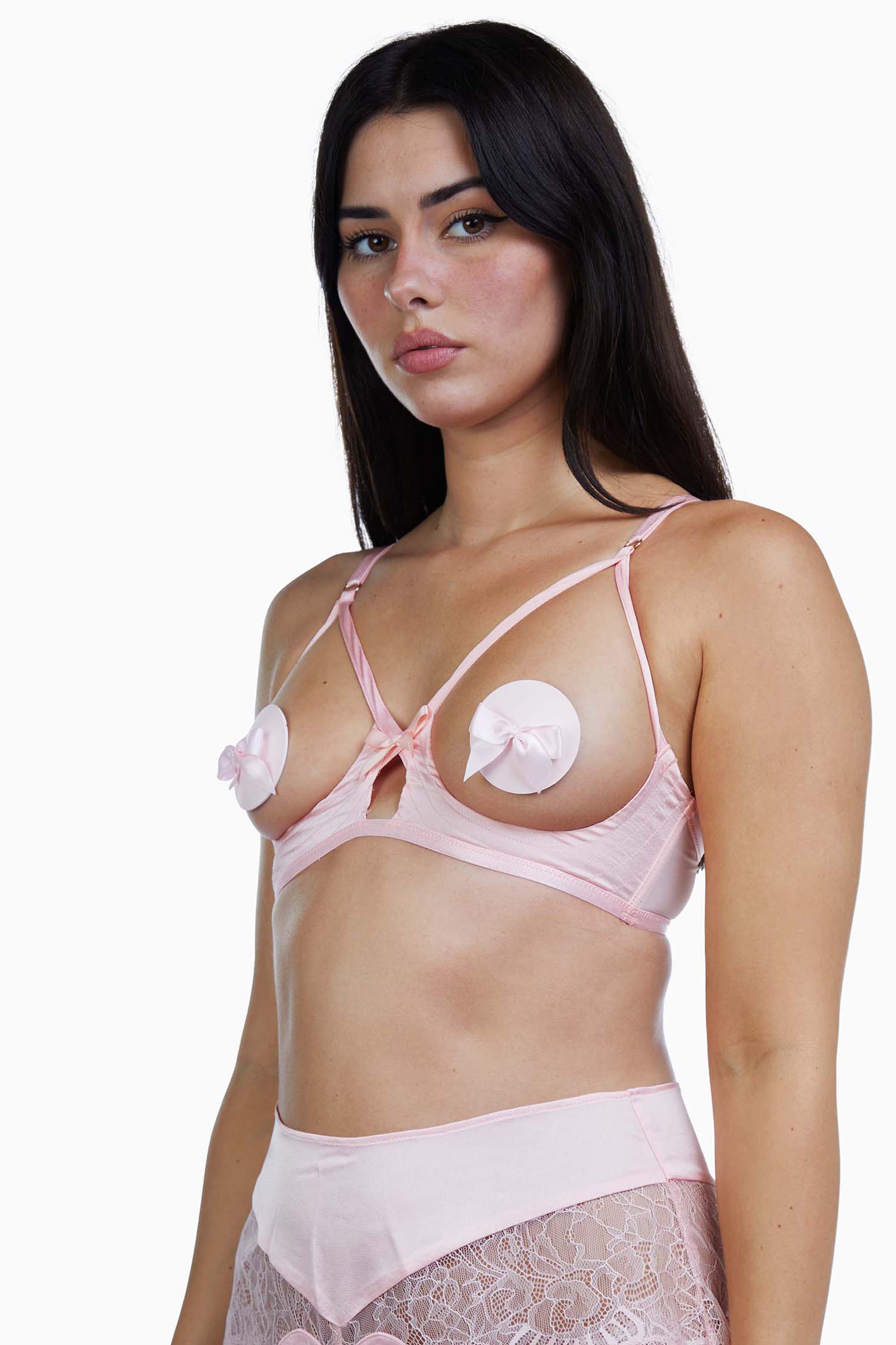 Doris Peach Cupless Stitch Detail Bra - Image 4
