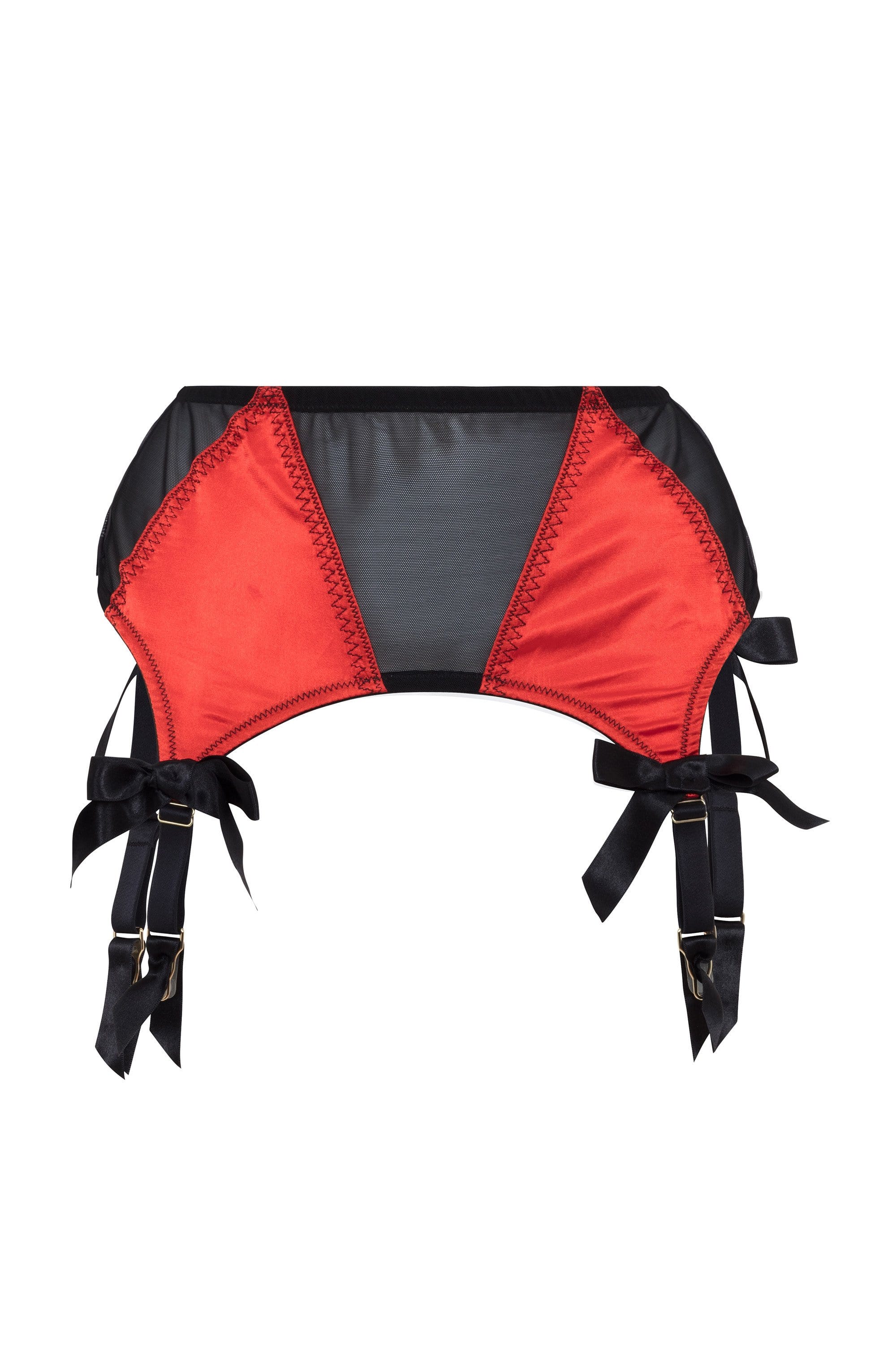 Bettie Page Red/Black 4 Strap Suspender Belt - Image 3