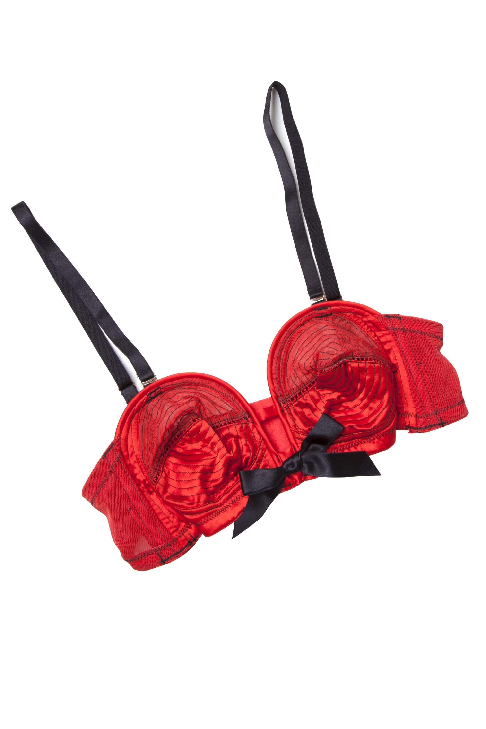 Bettie Page Red/Black Overwire Bra A - DD/E - Image 2