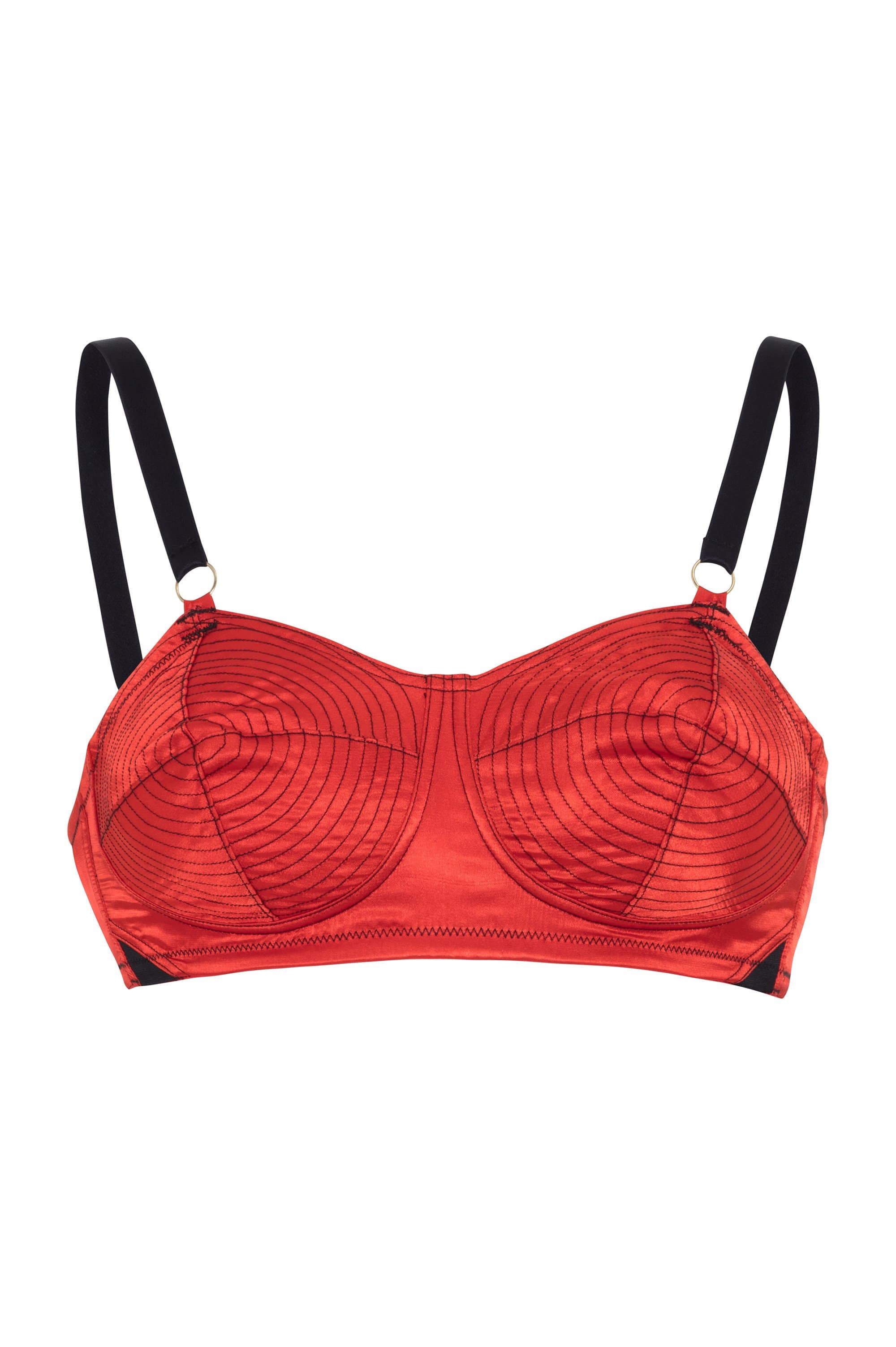 Bettie Page Red/Black Spiral Stitch Bullet Bra A - DD/E - Image 2
