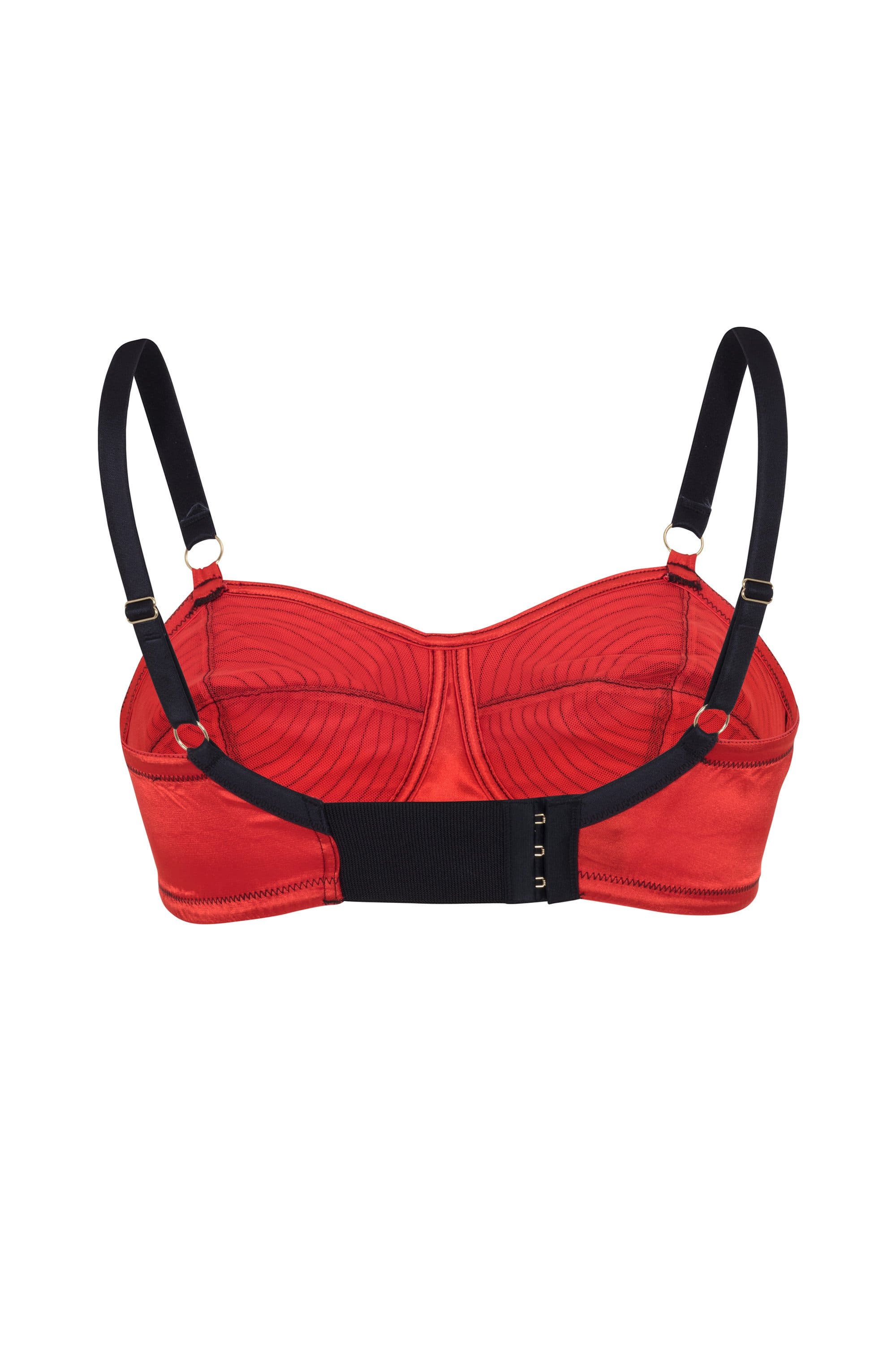 Bettie Page Red/Black Spiral Stitch Bullet Bra A - DD/E - Image 3