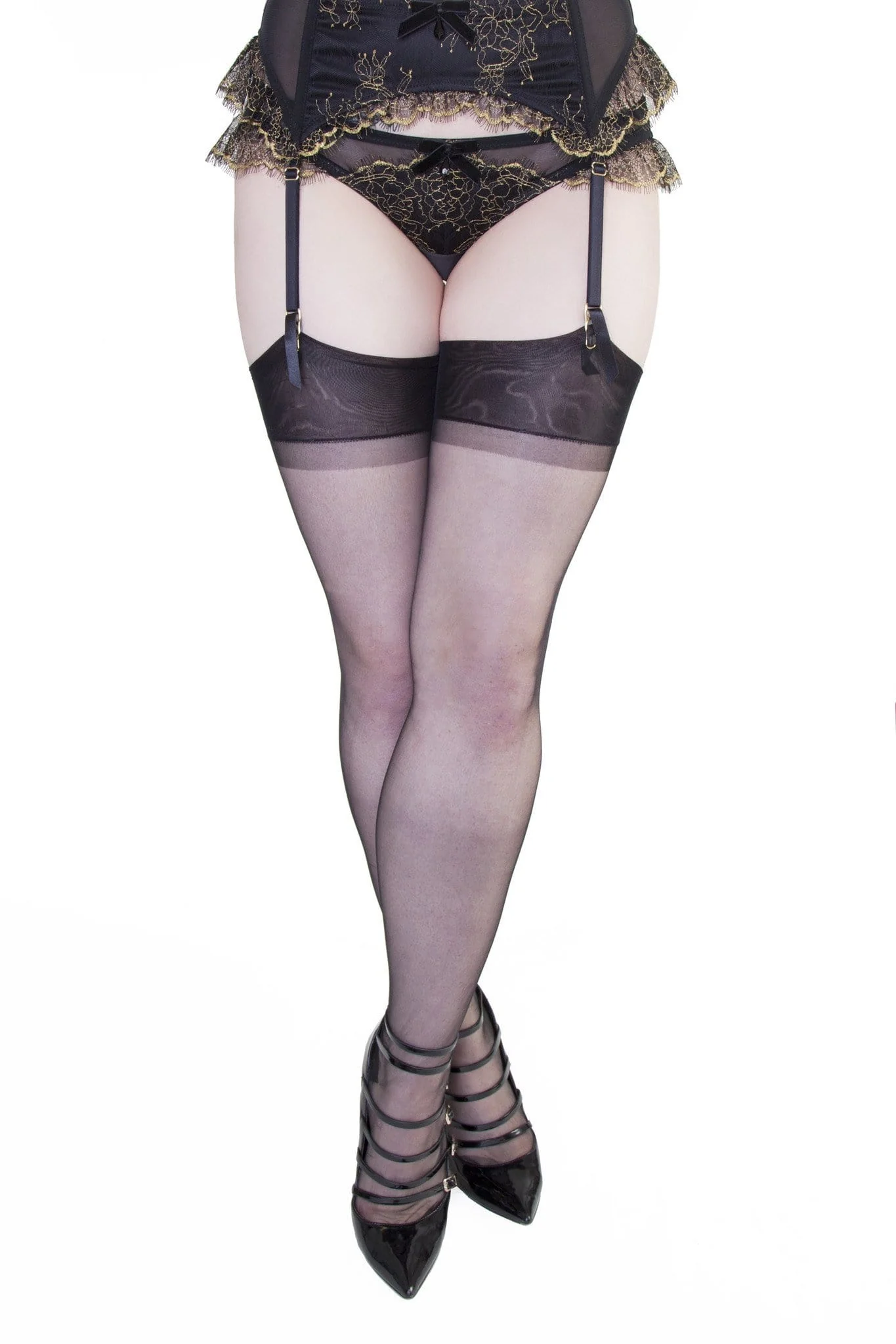 Bettie Page Fully Fashioned Nylon RHT Stockings - Black - Image 2