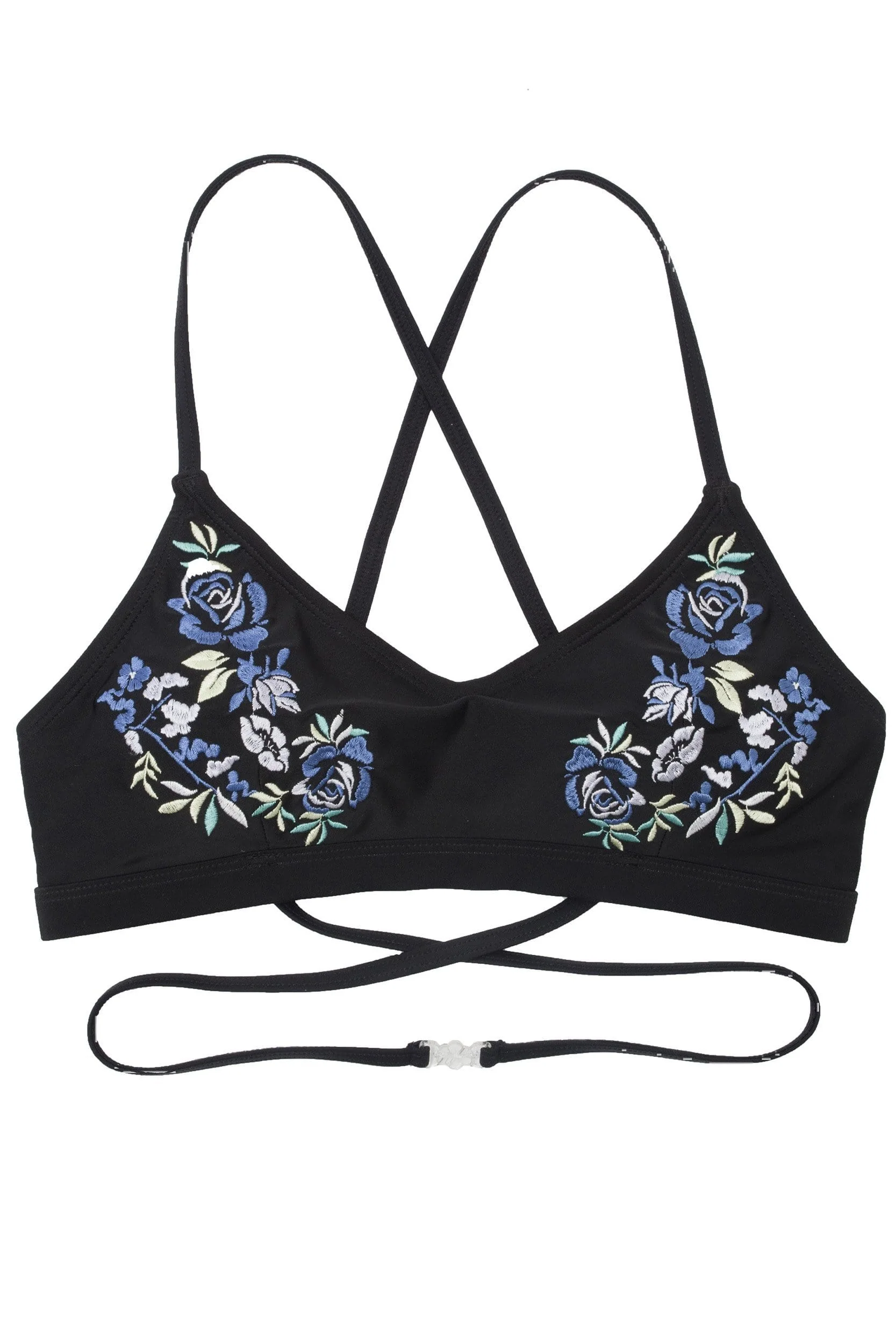 Megan Black Embroidered Bikini Top - Image 5