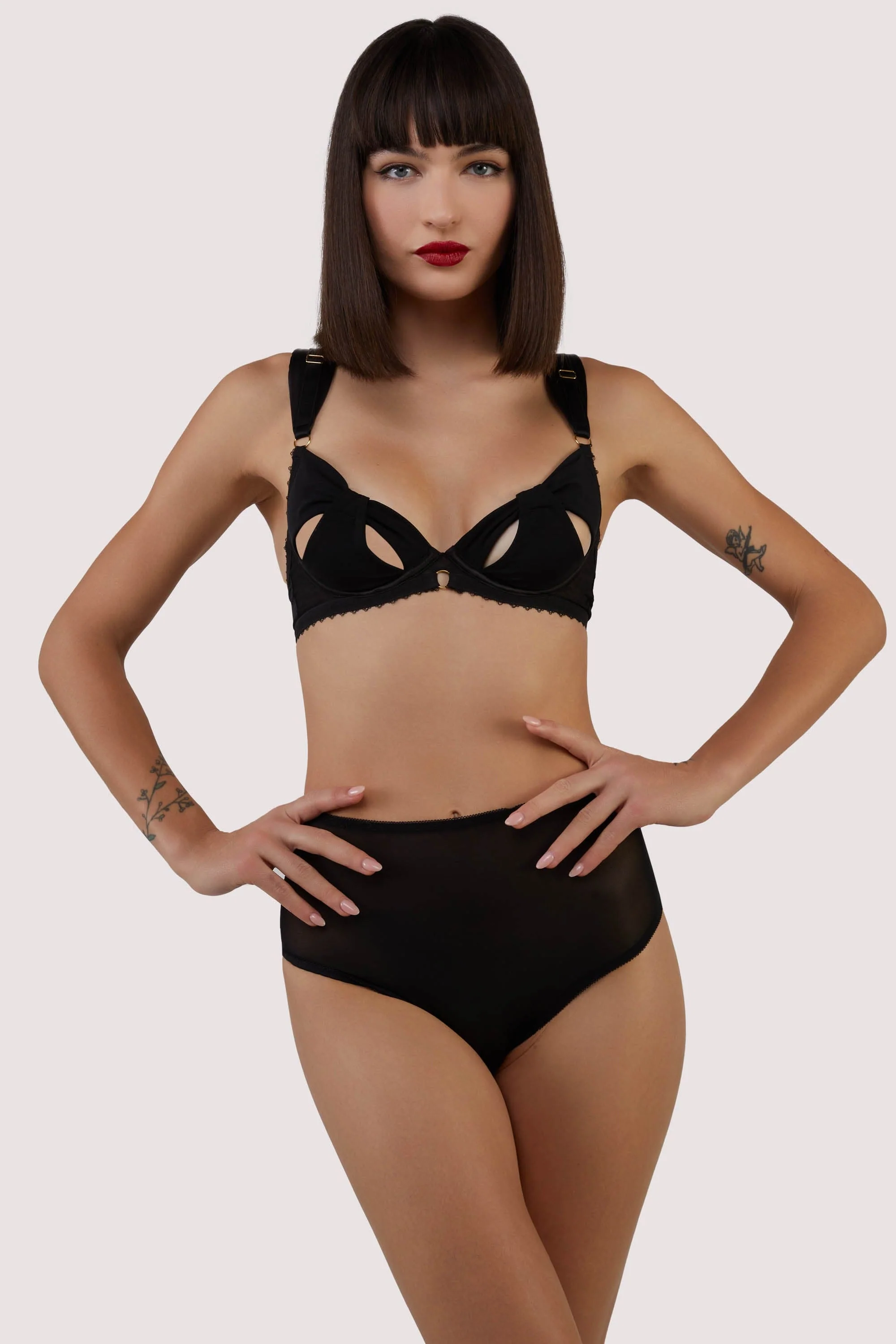 Anita Black Mesh Cut Out Bow Bra - Image 4