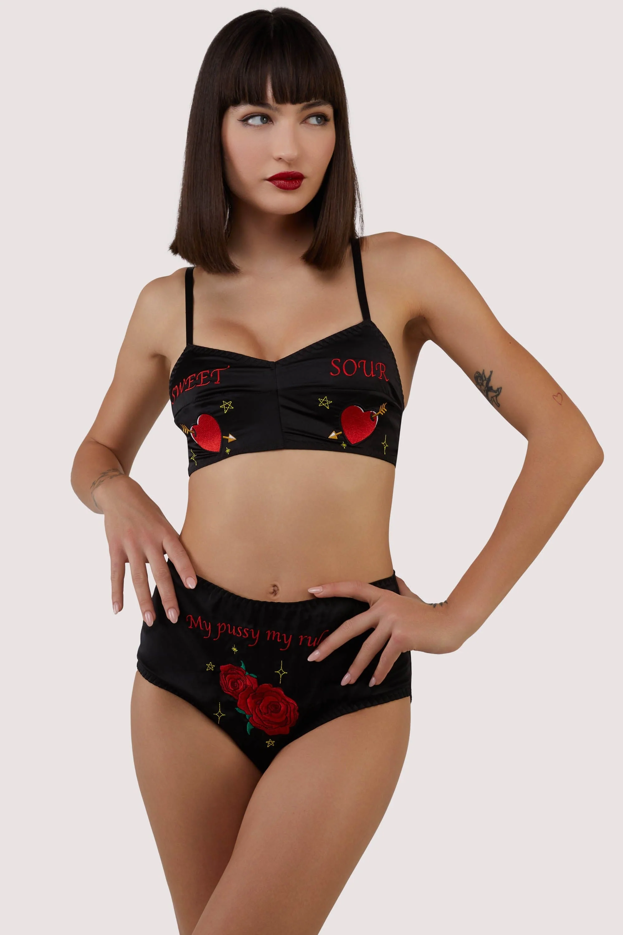Clara Black Sweet And Sour Retro Embroidery Bralette - Image 5