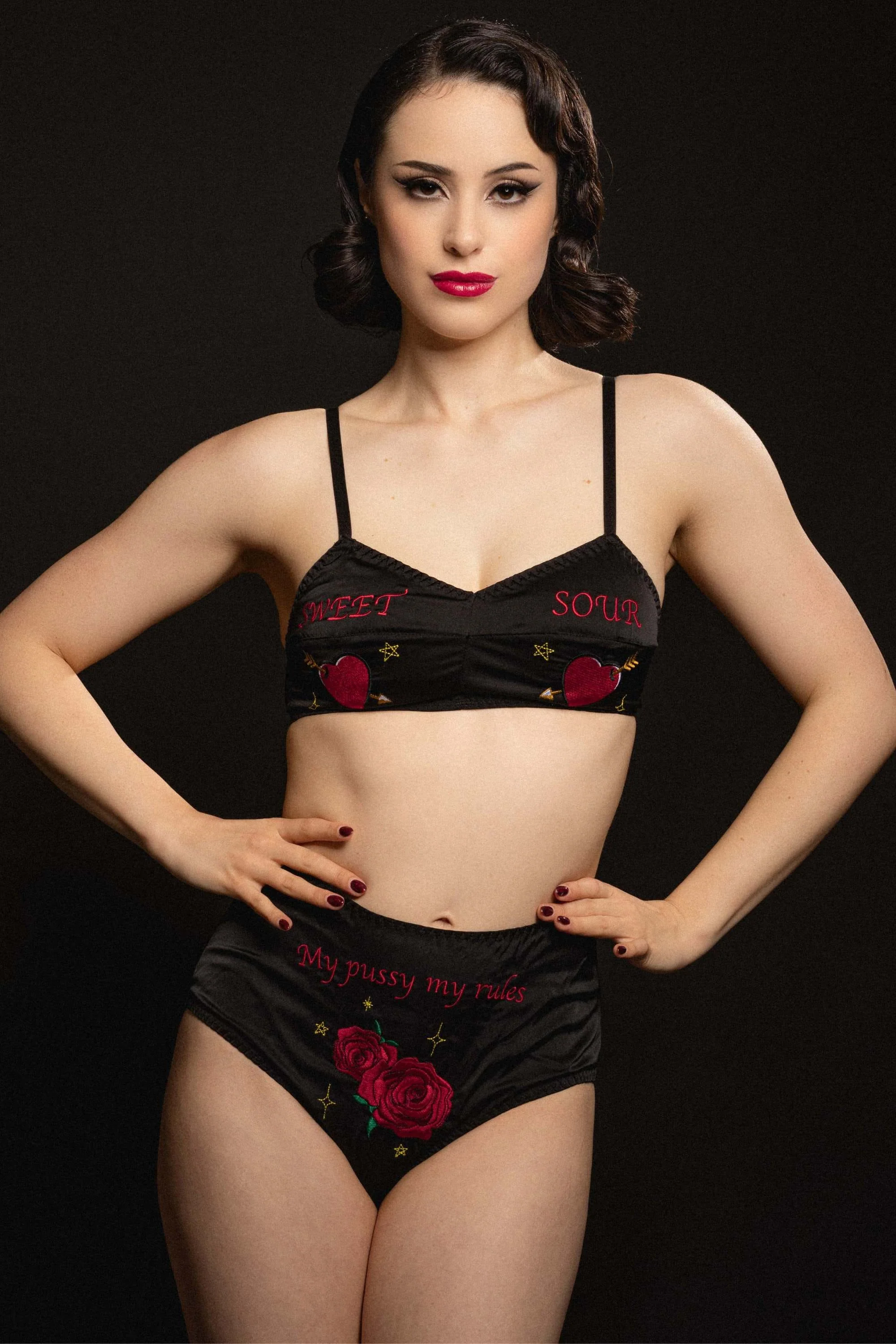Clara Black Sweet And Sour Retro Embroidery Bralette - Image 6