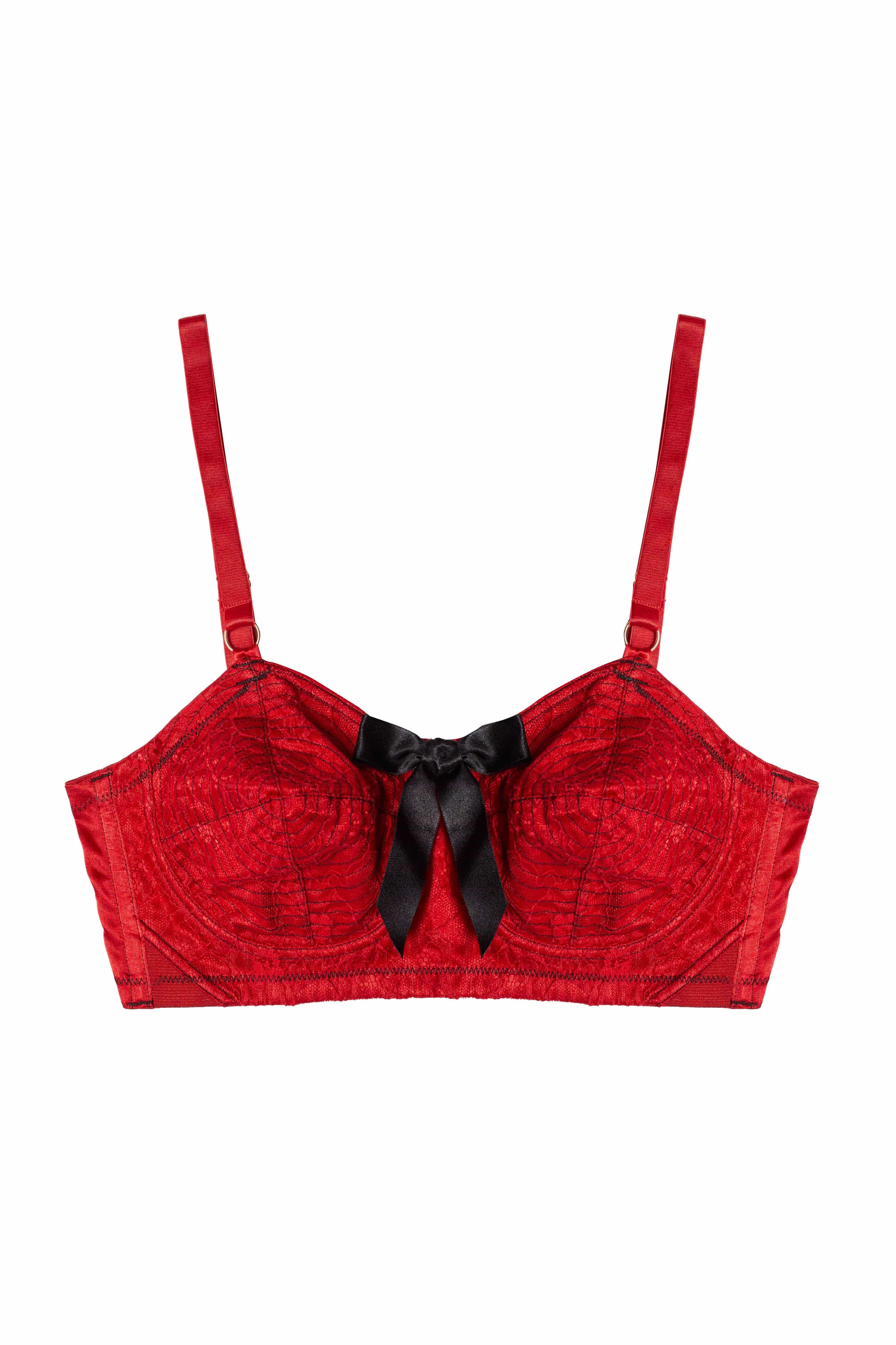 Elsie Spiral Stitch Bullet Bra Red - Image 5