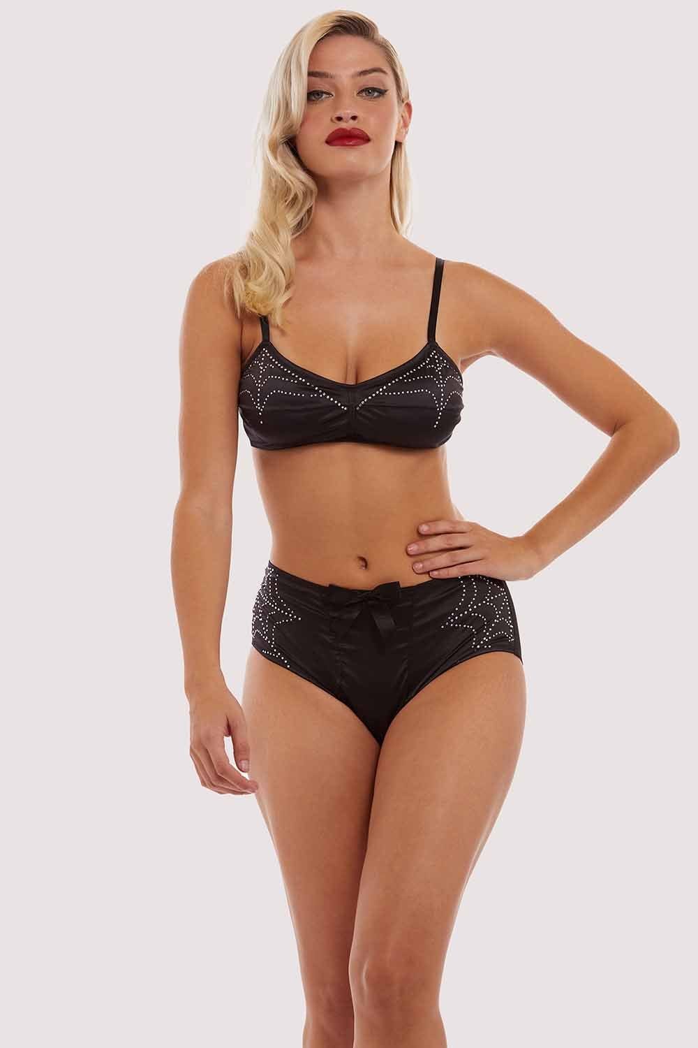Annabelle Diamante Spiderweb Black Bra - Image 5
