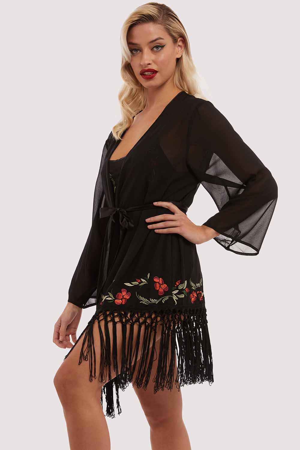 Embroidered Tassel Kimono - Image 7