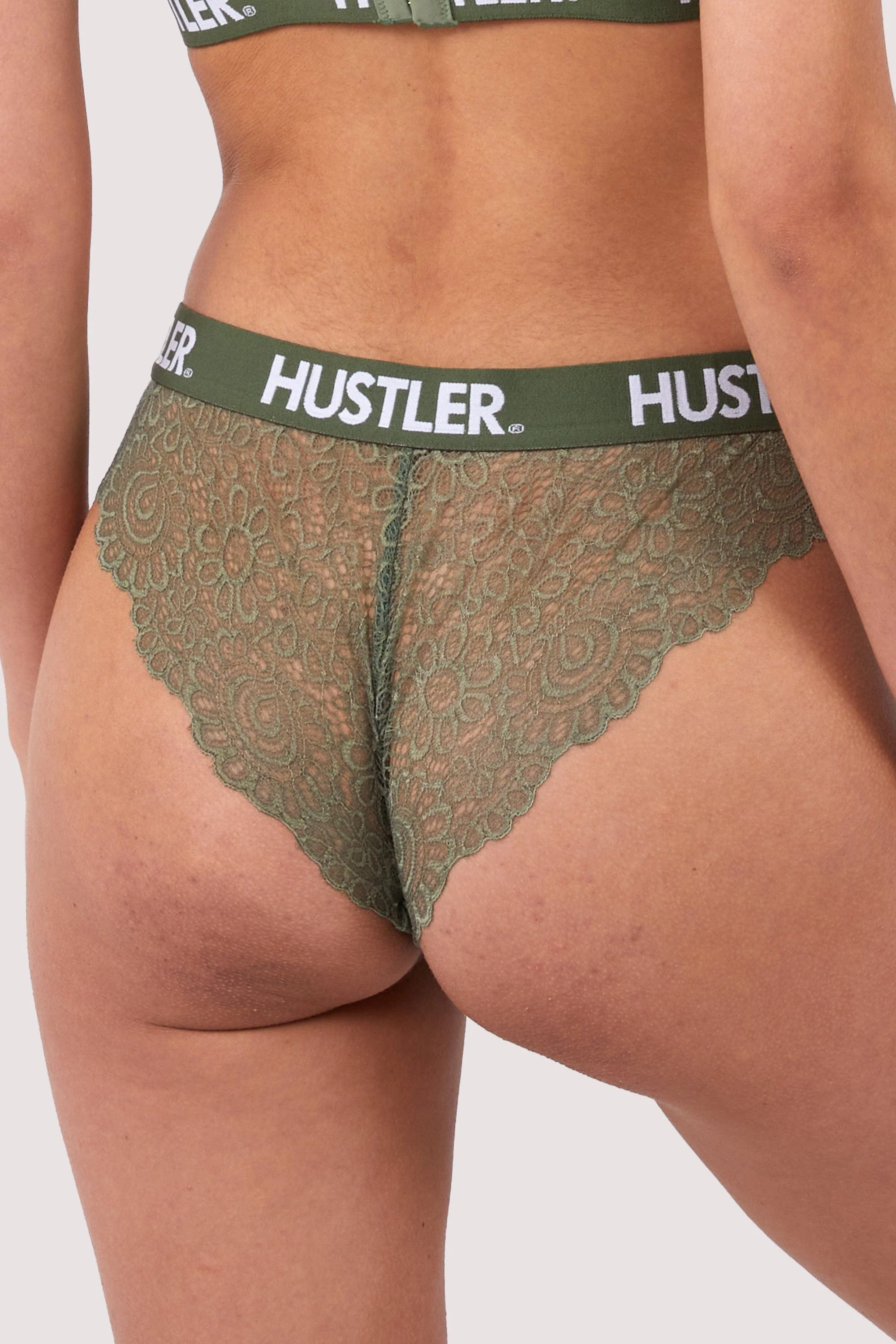 Branded Olive Lace Brief - Image 2