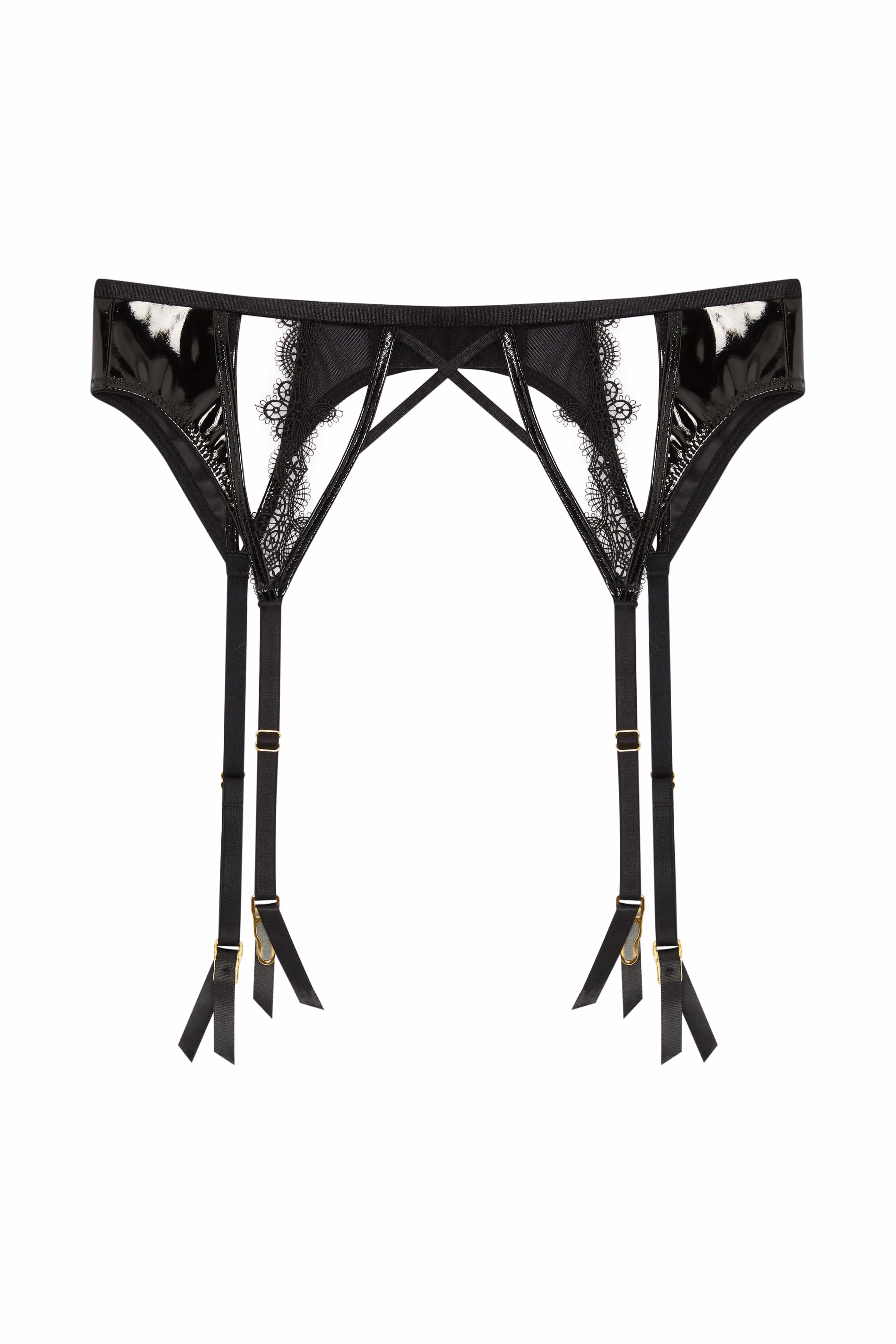 Brea Black Cut Out PVC and Lace Trim Suspender - Image 6