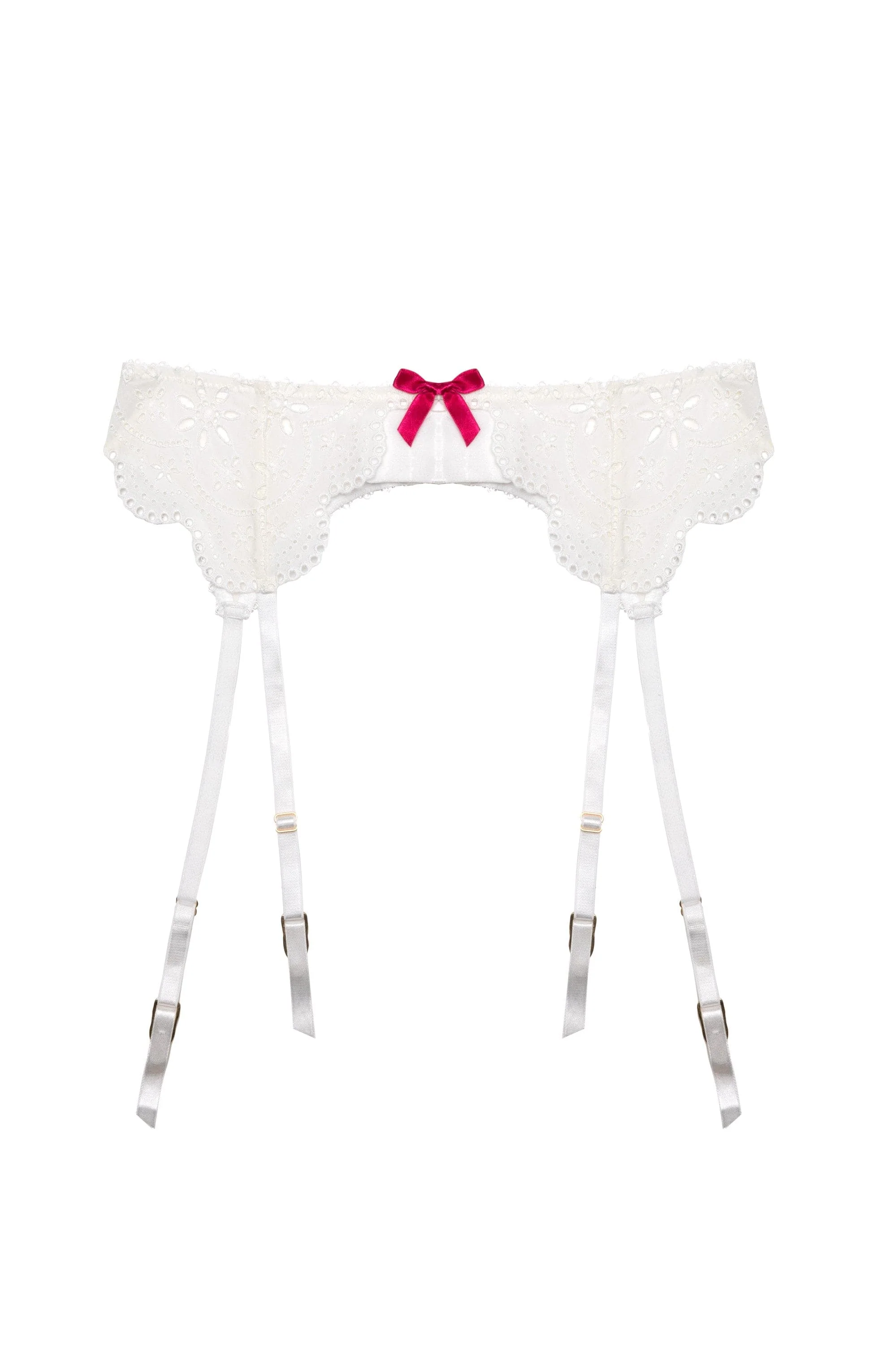 Camille White Broderie Suspender Belt - Image 6