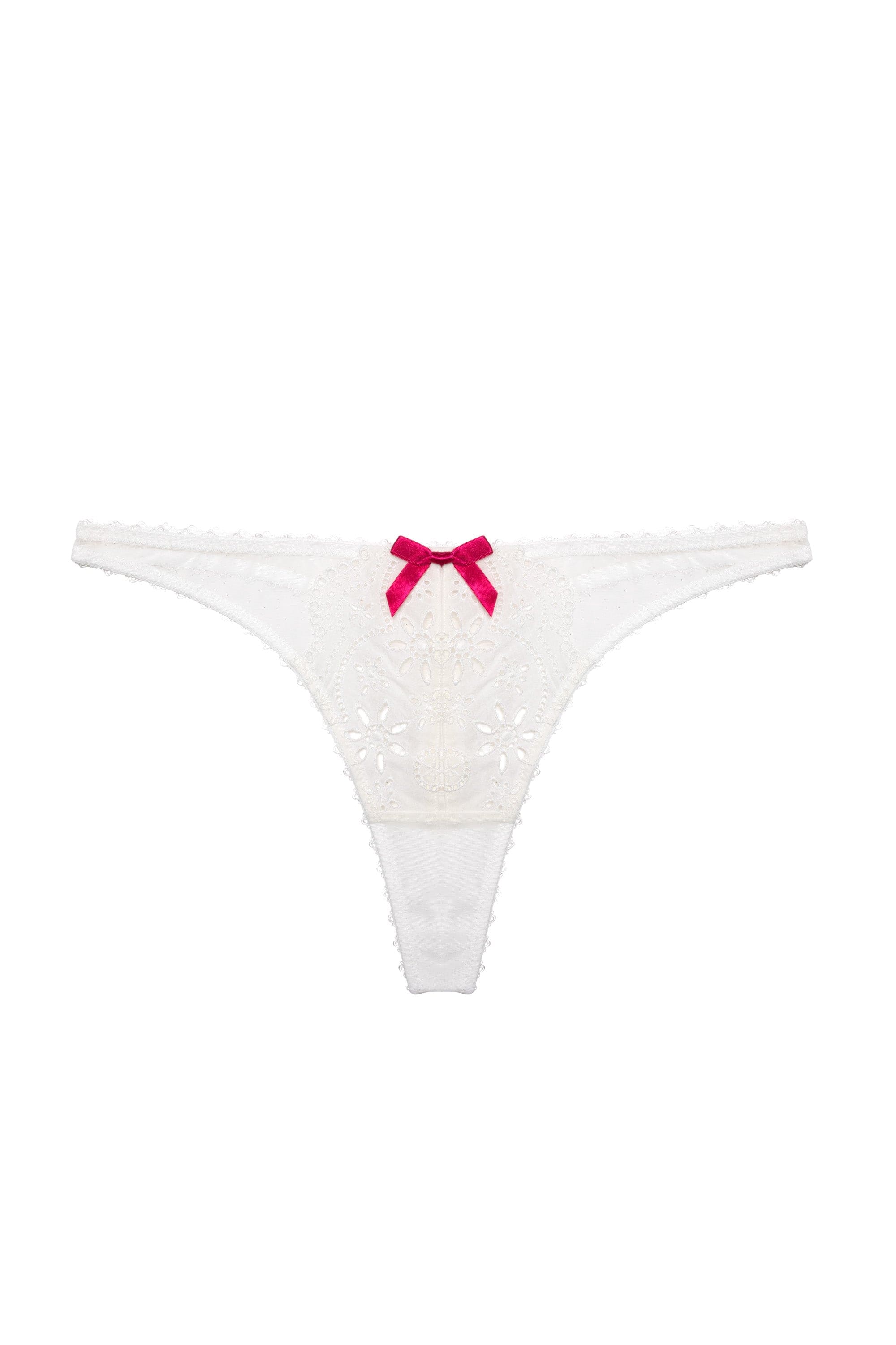 Camille White Broderie Thong - Image 5
