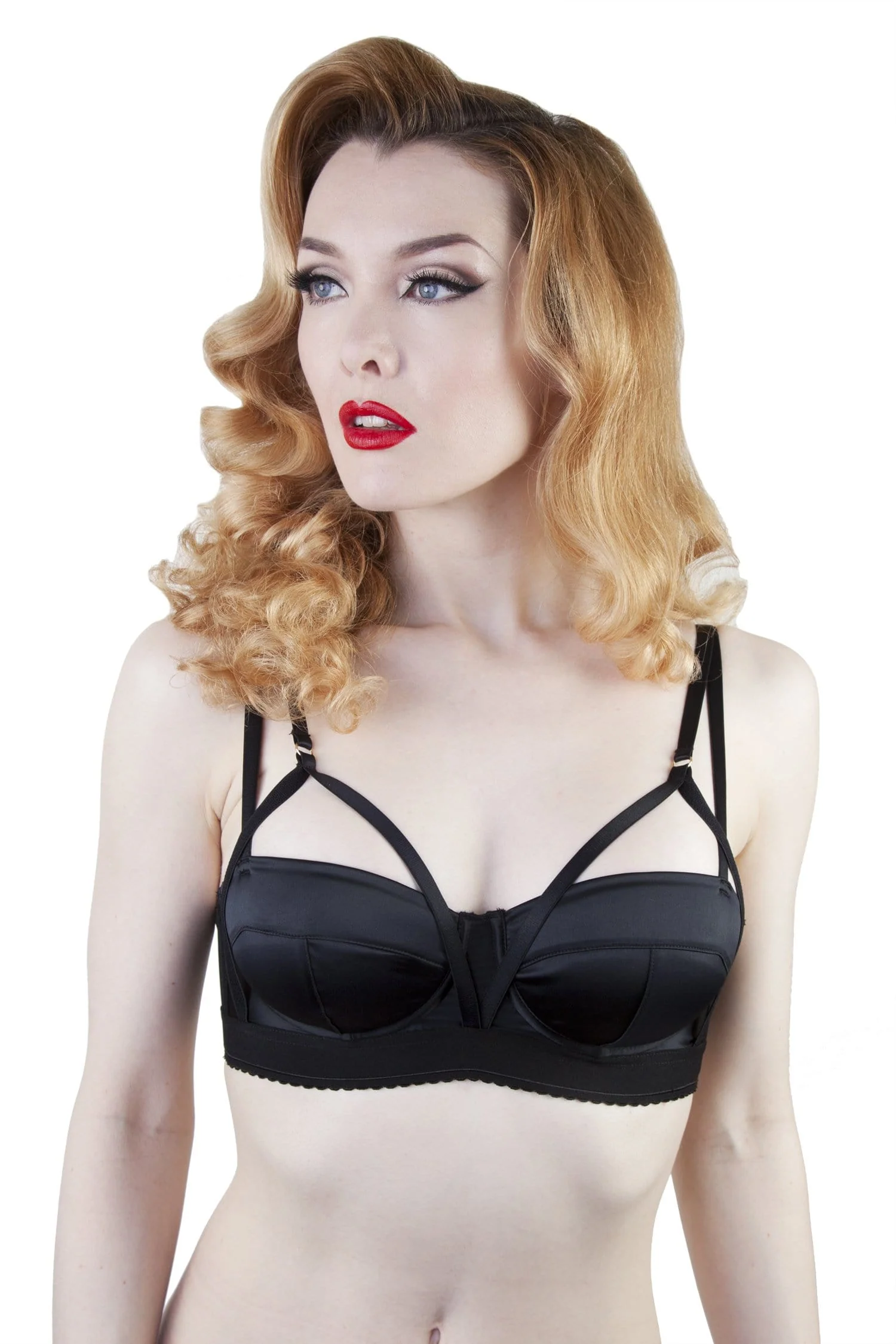 Candace Noir Black Strappy Bra A-D Cups - Image 2