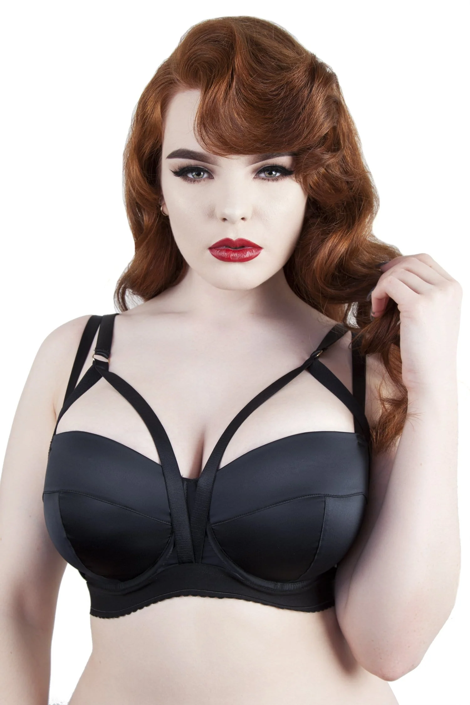 Candace Noir Black Strappy DD+ Bra - Image 2