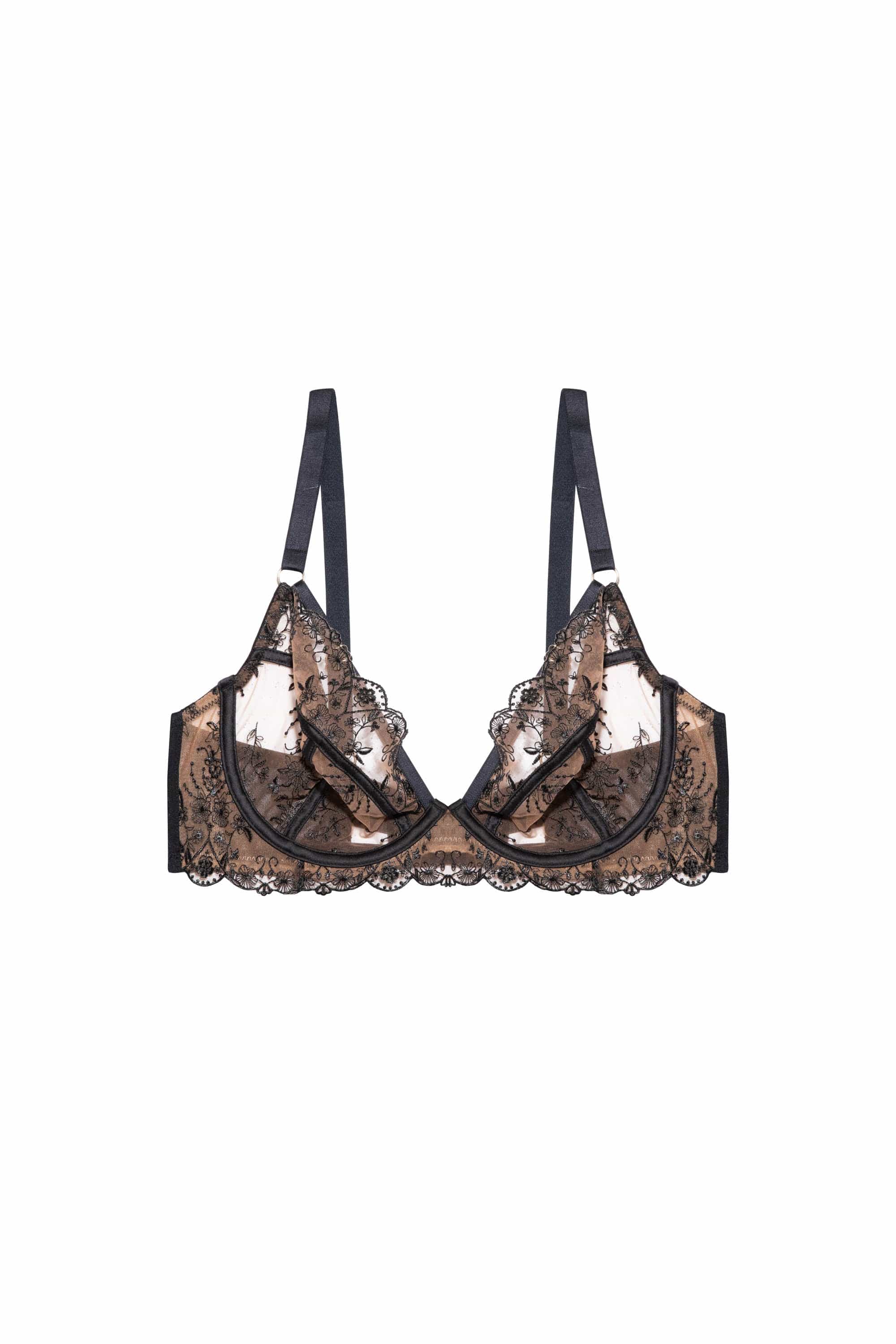 Cassia Black Embroidery Plunge Bra - Image 6