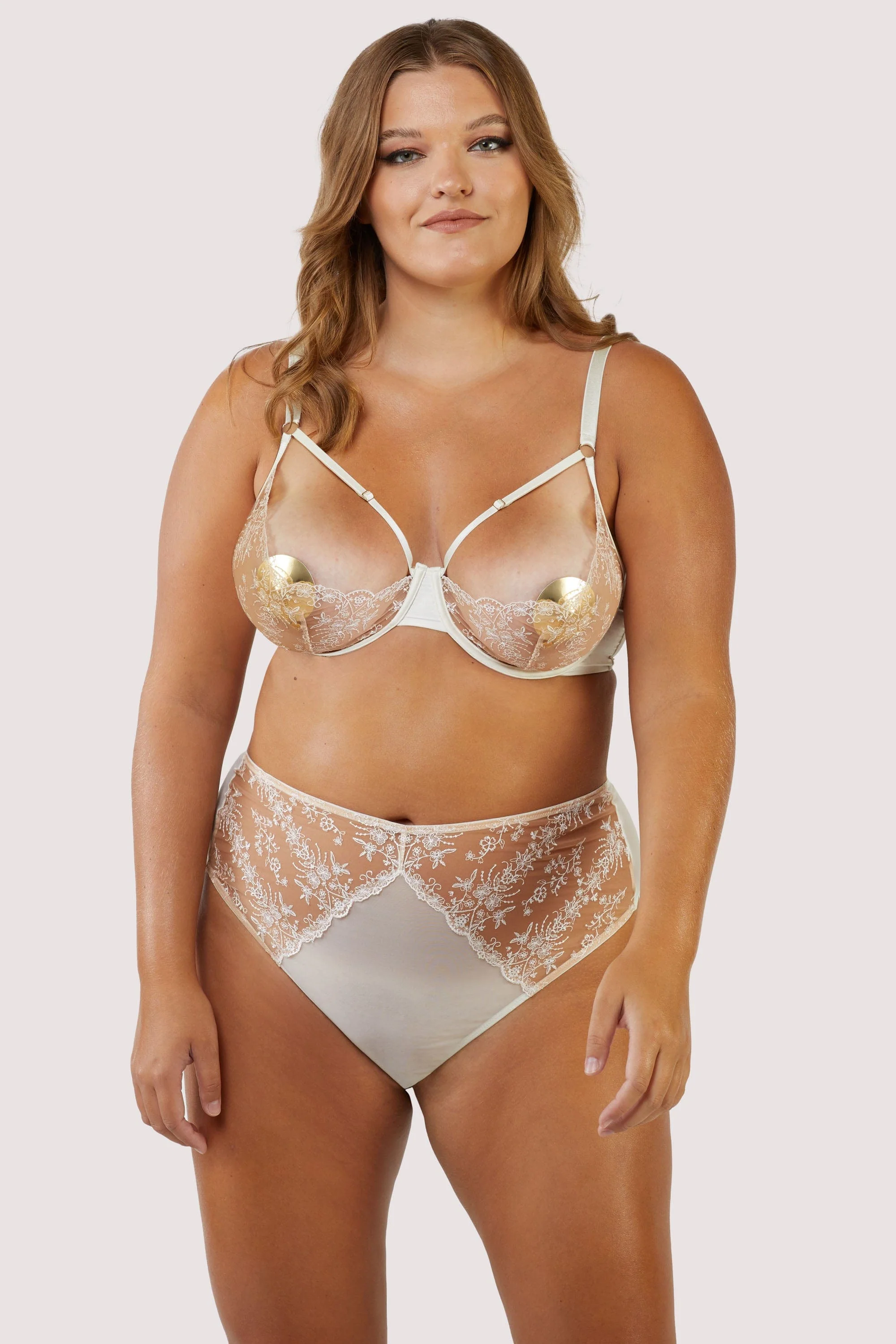 Cassia Ivory Floral Embroidery Quarter Cup Bra - Image 4
