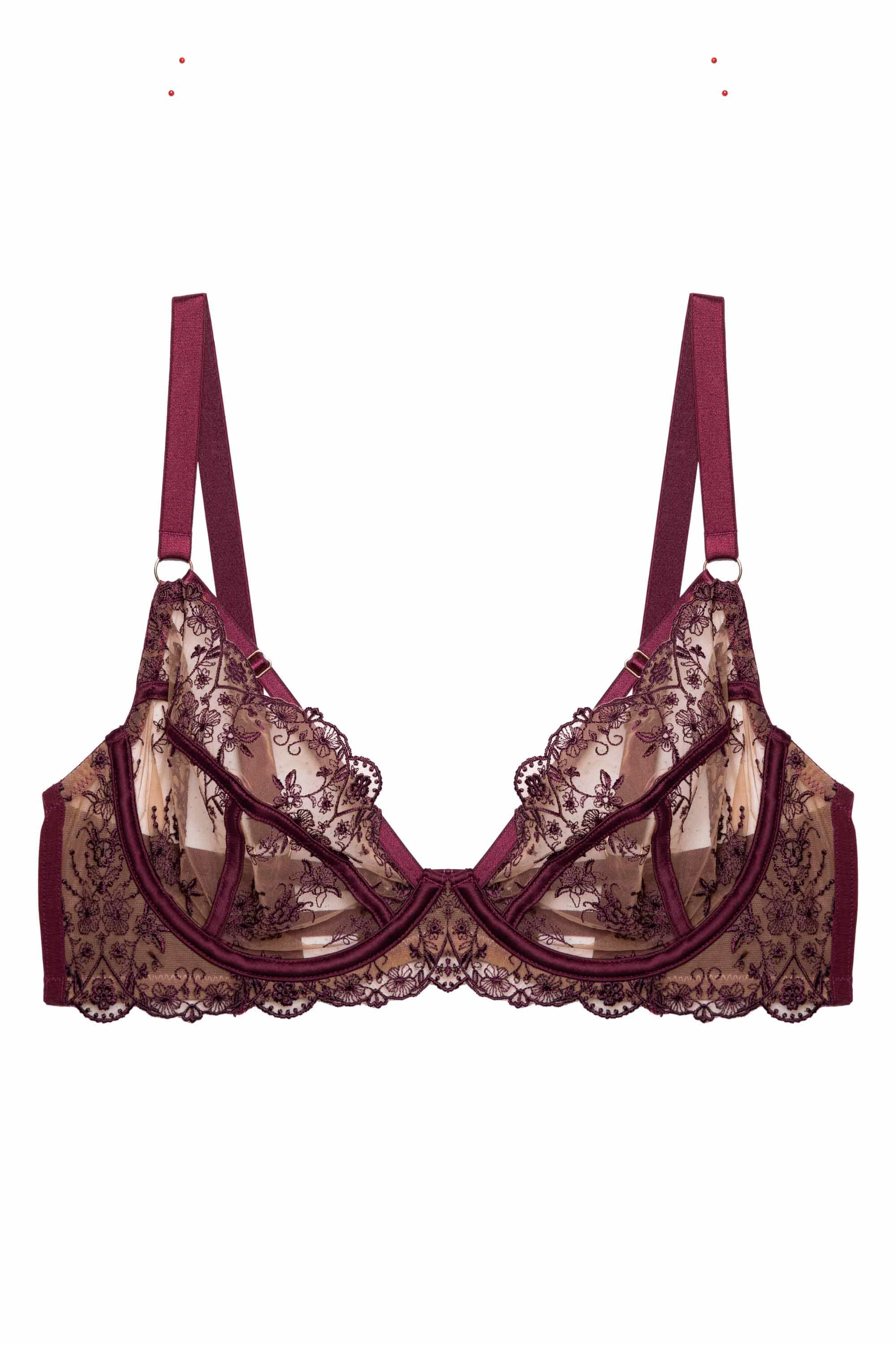 Cassia Wine Custom Embroidery Bra - Image 10