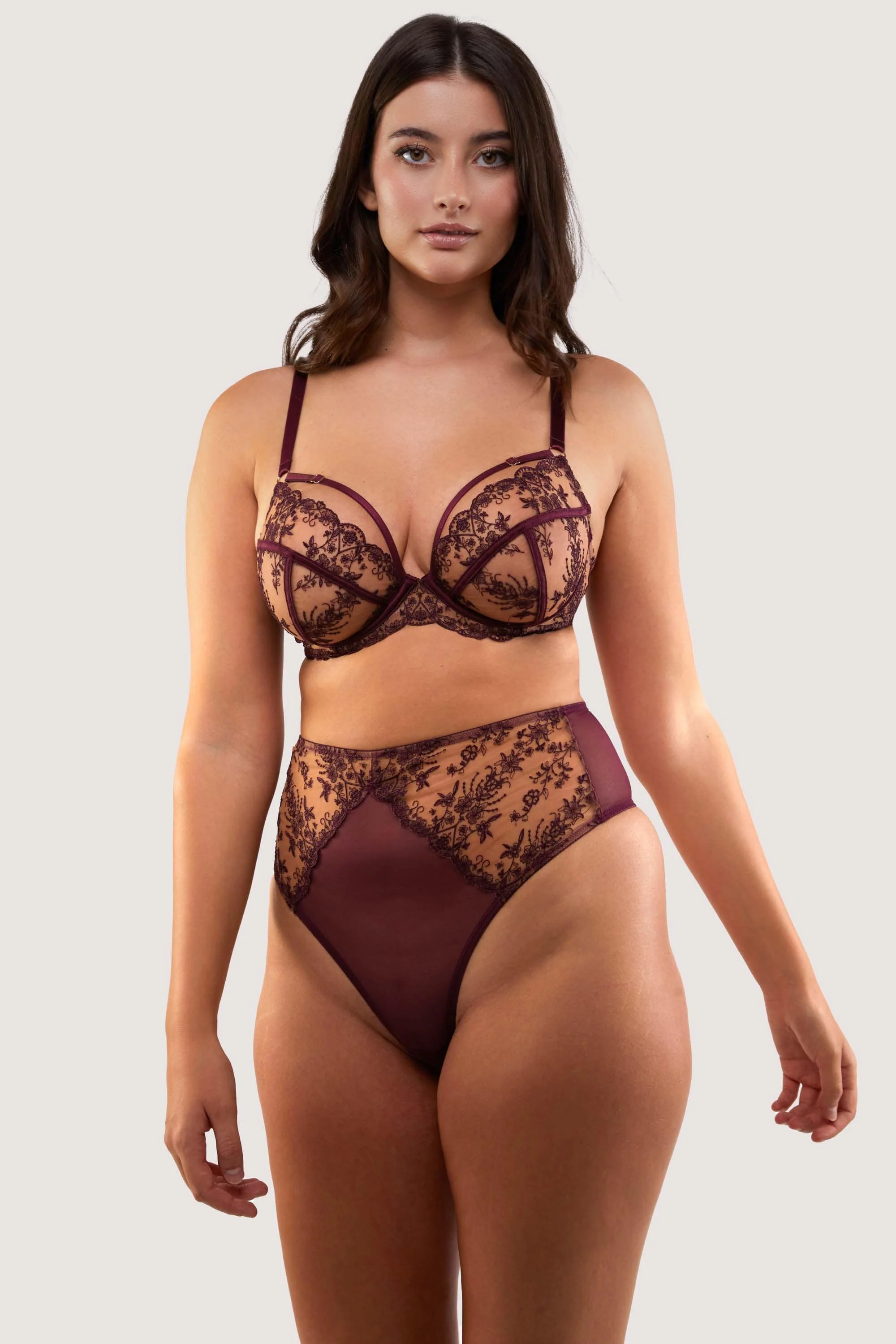 Cassia Wine Custom Embroidery Bra - Image 4