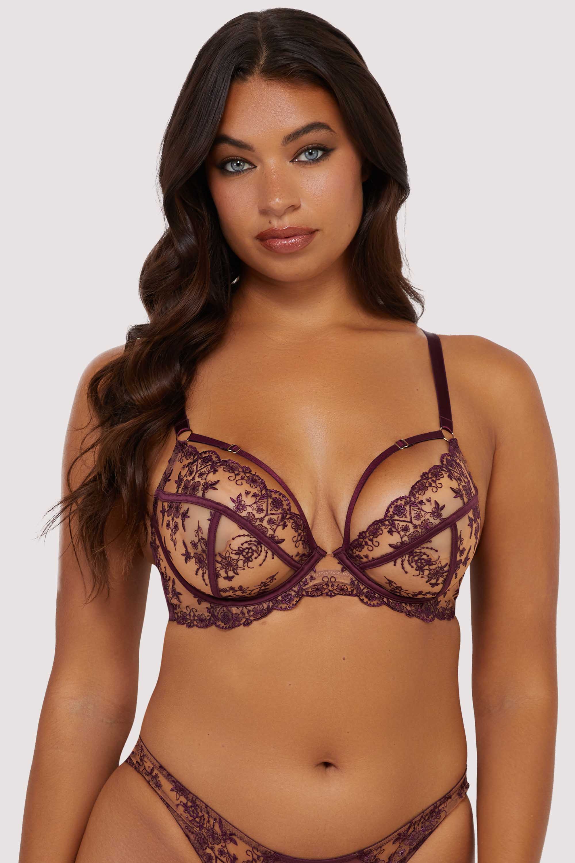 Cassia Wine Custom Embroidery Bra - Image 5