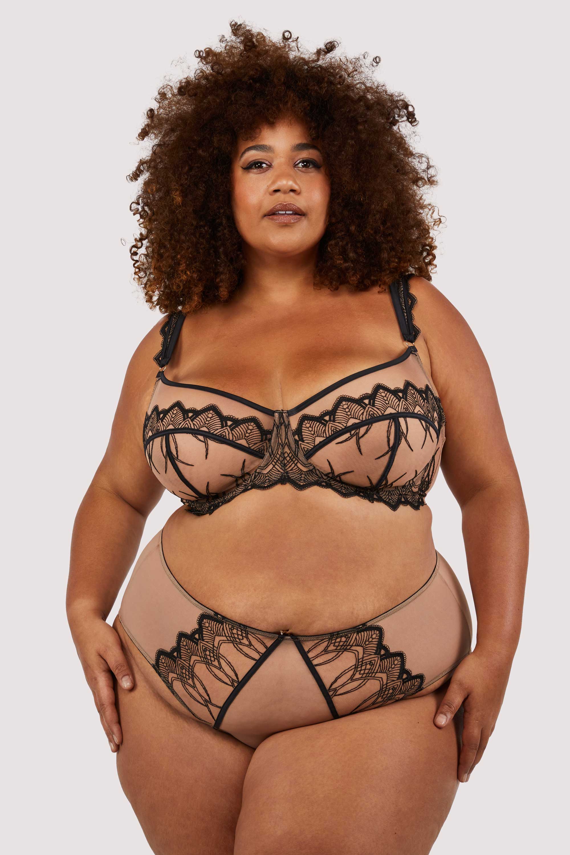 Clara Latte And Black Lace High Waisted Brief - Image 3