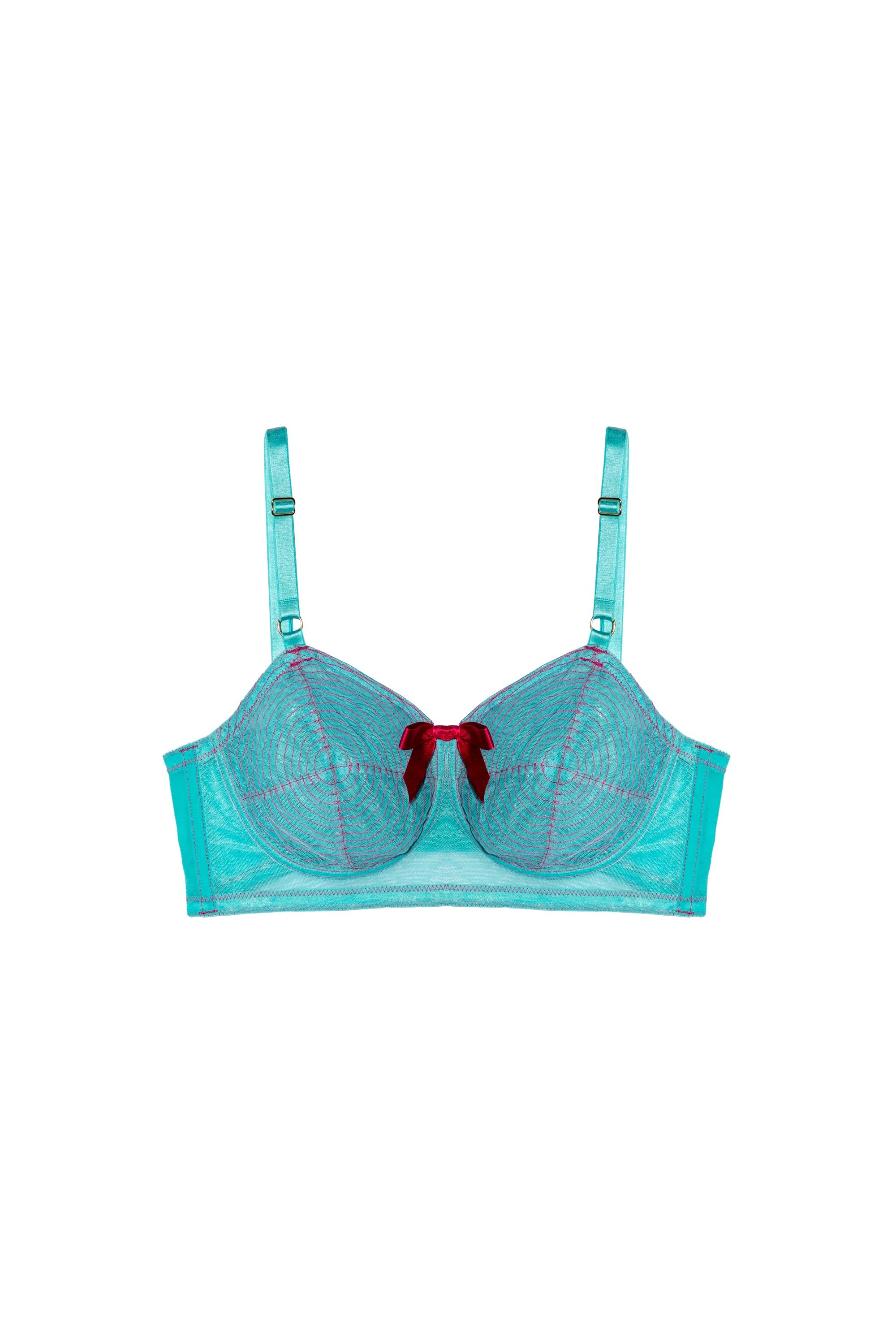 Cleo Contrast Stitch Mesh Spiral Retro Bra - Image 4