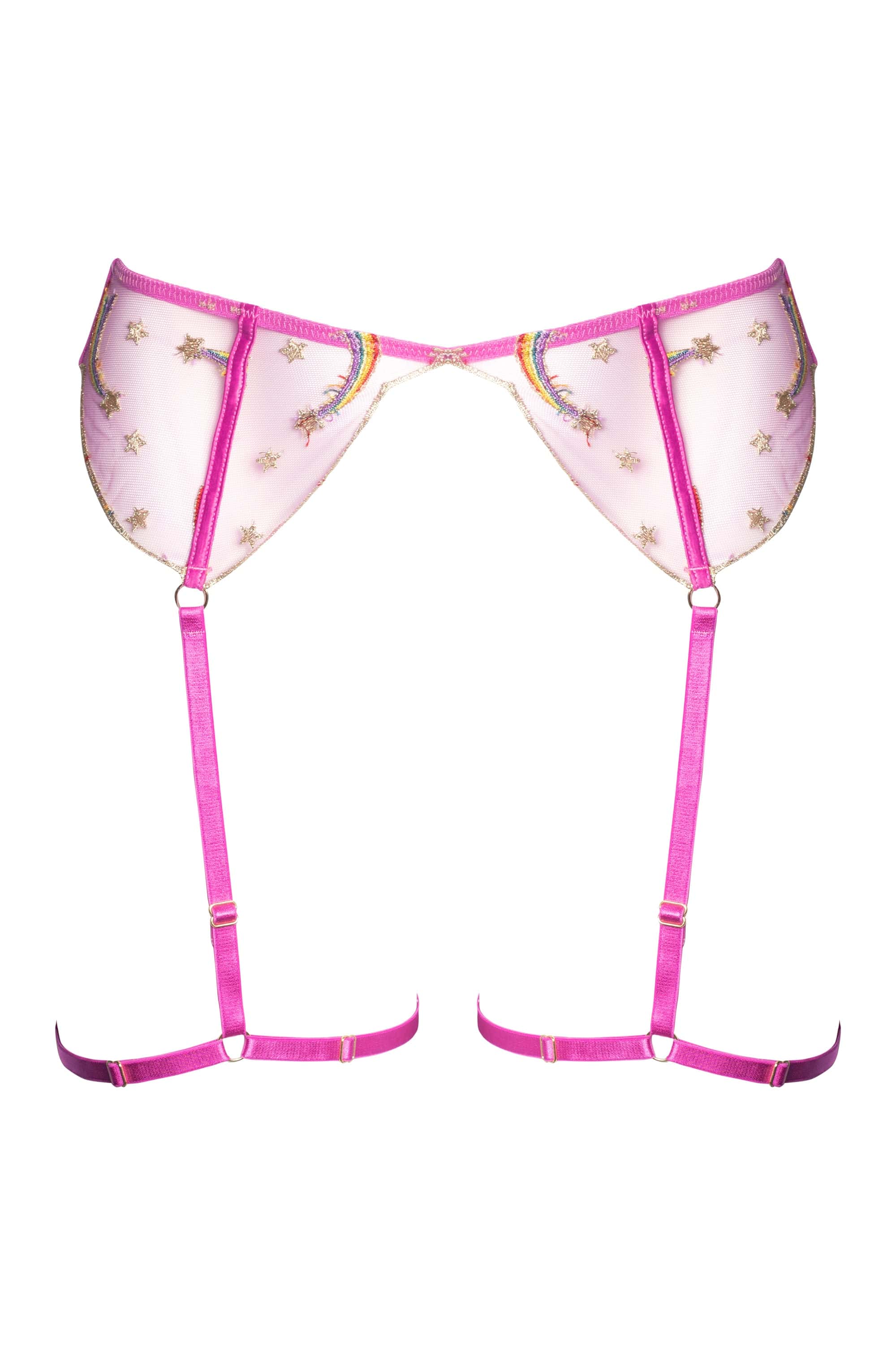 Coccinelle Rainbow Shooting Star Pride Embroidery Suspender Belt - Image 4